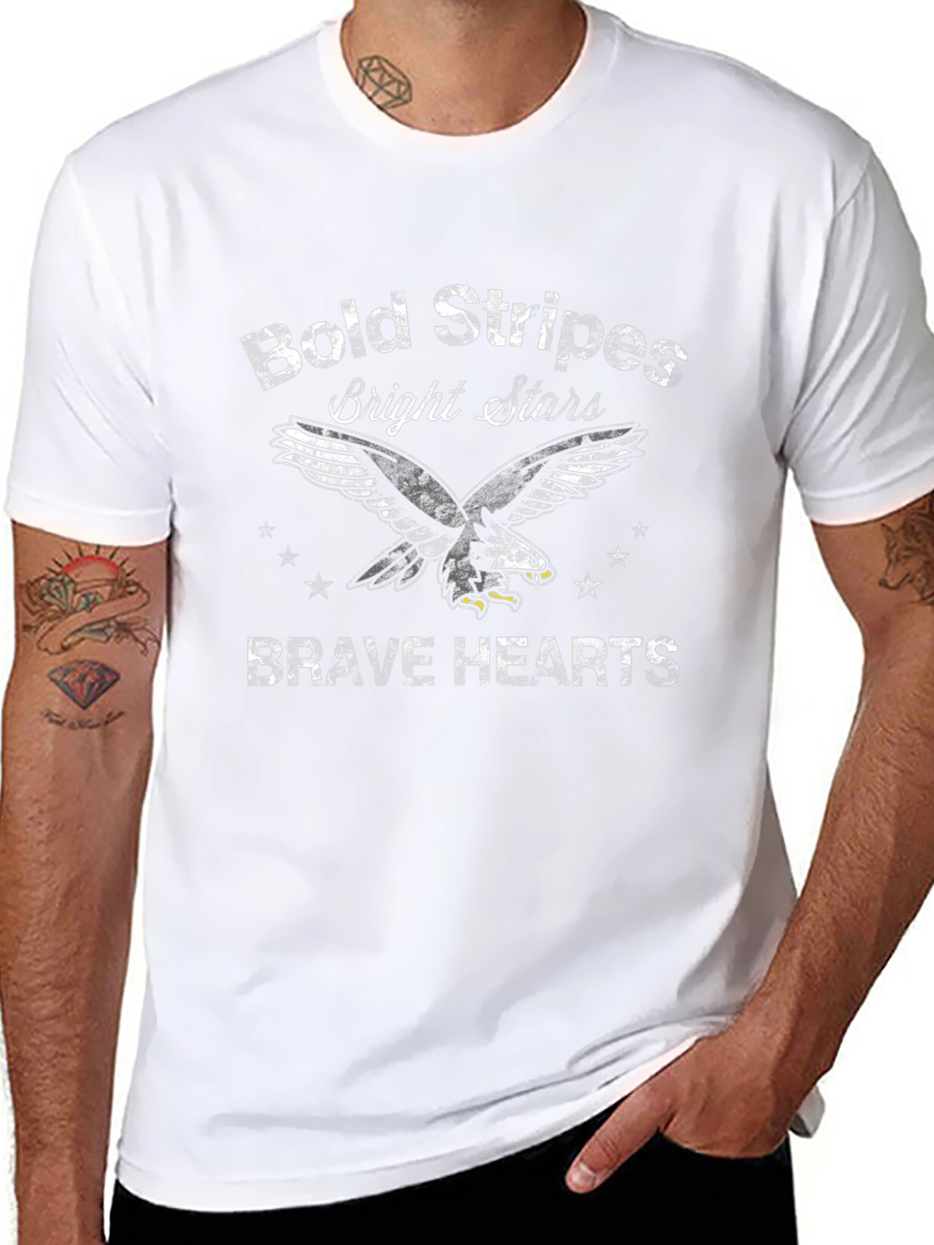 Bold Stripes Bright Stars Brave Hearts T-Shirt