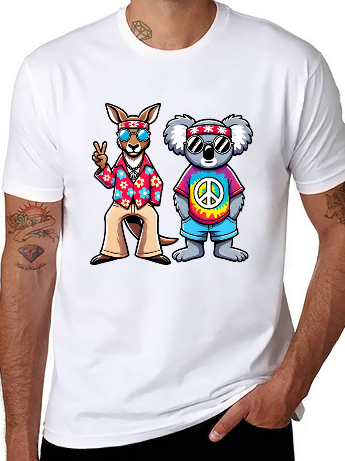 Hippie Kangaroo & Koala Graphic Tee