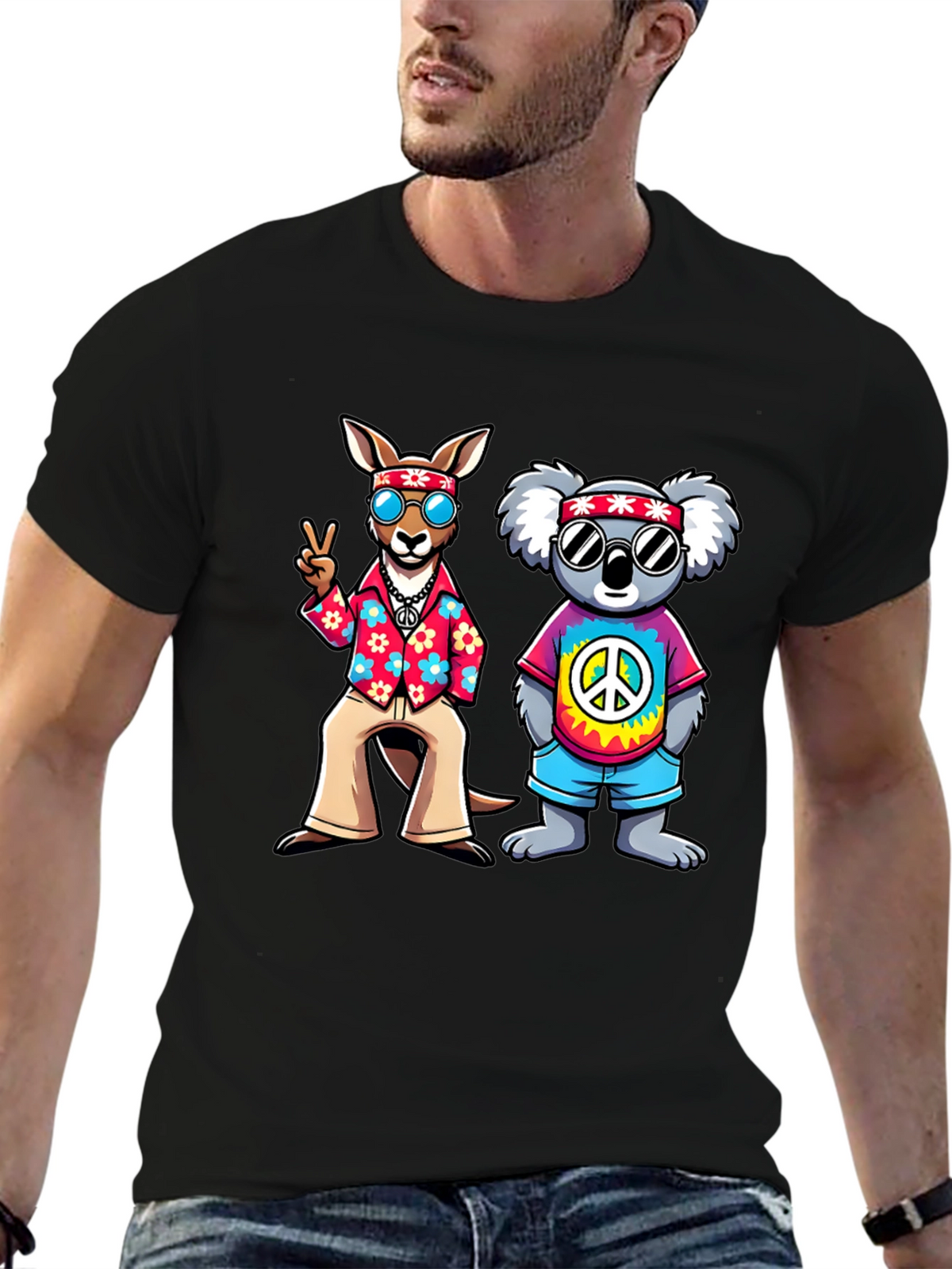 Hippie Kangaroo & Koala Graphic Tee