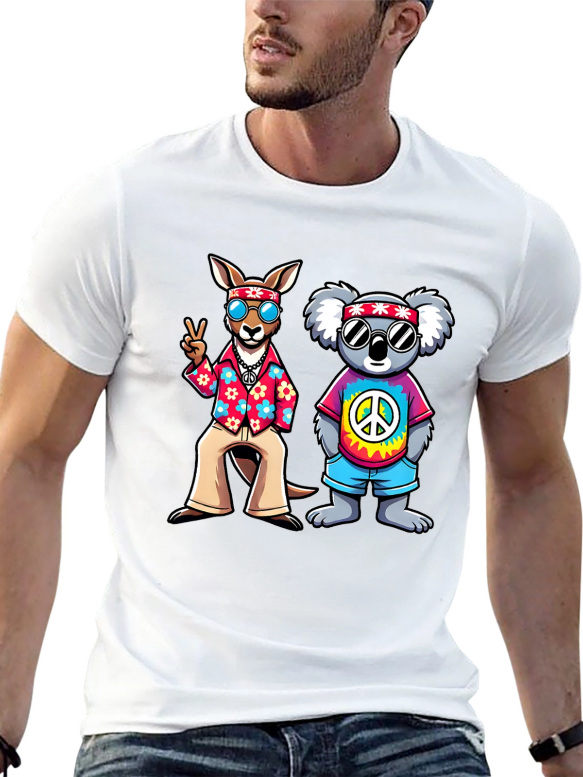 Hippie Kangaroo & Koala Graphic Tee