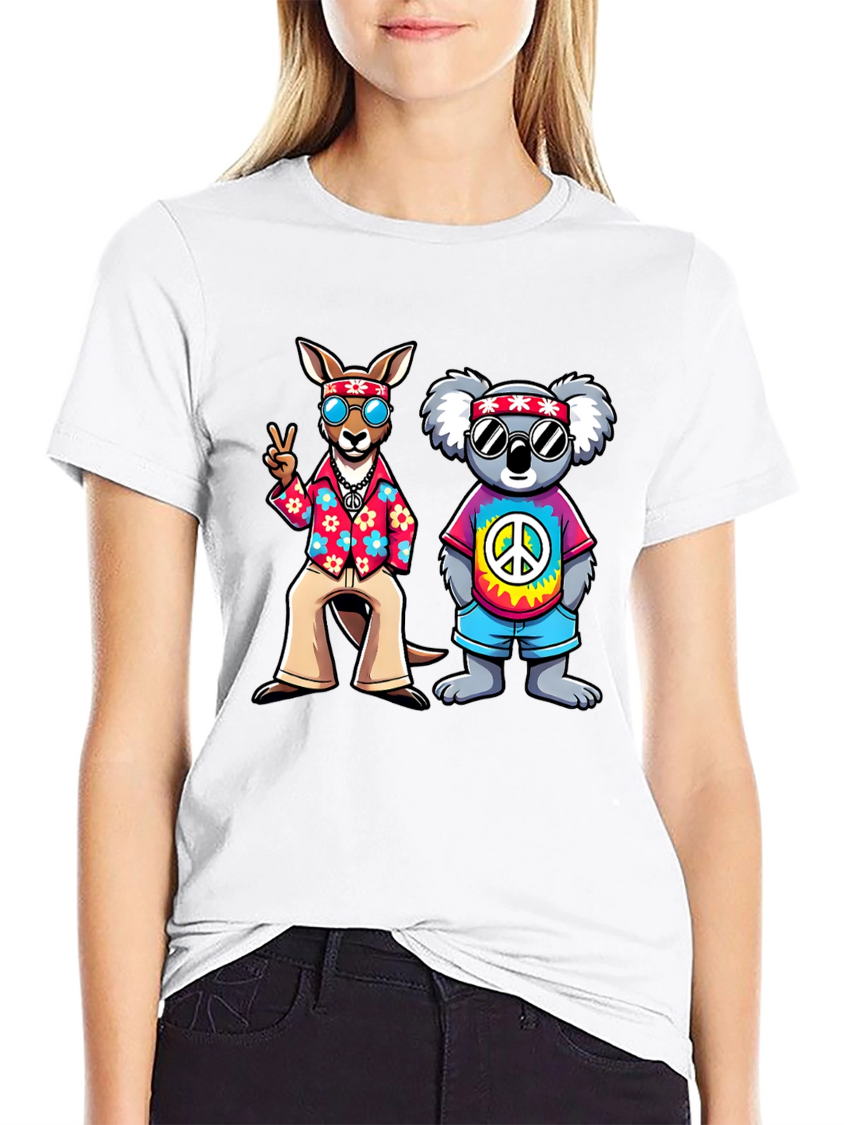 Hippie Kangaroo & Koala Graphic Tee