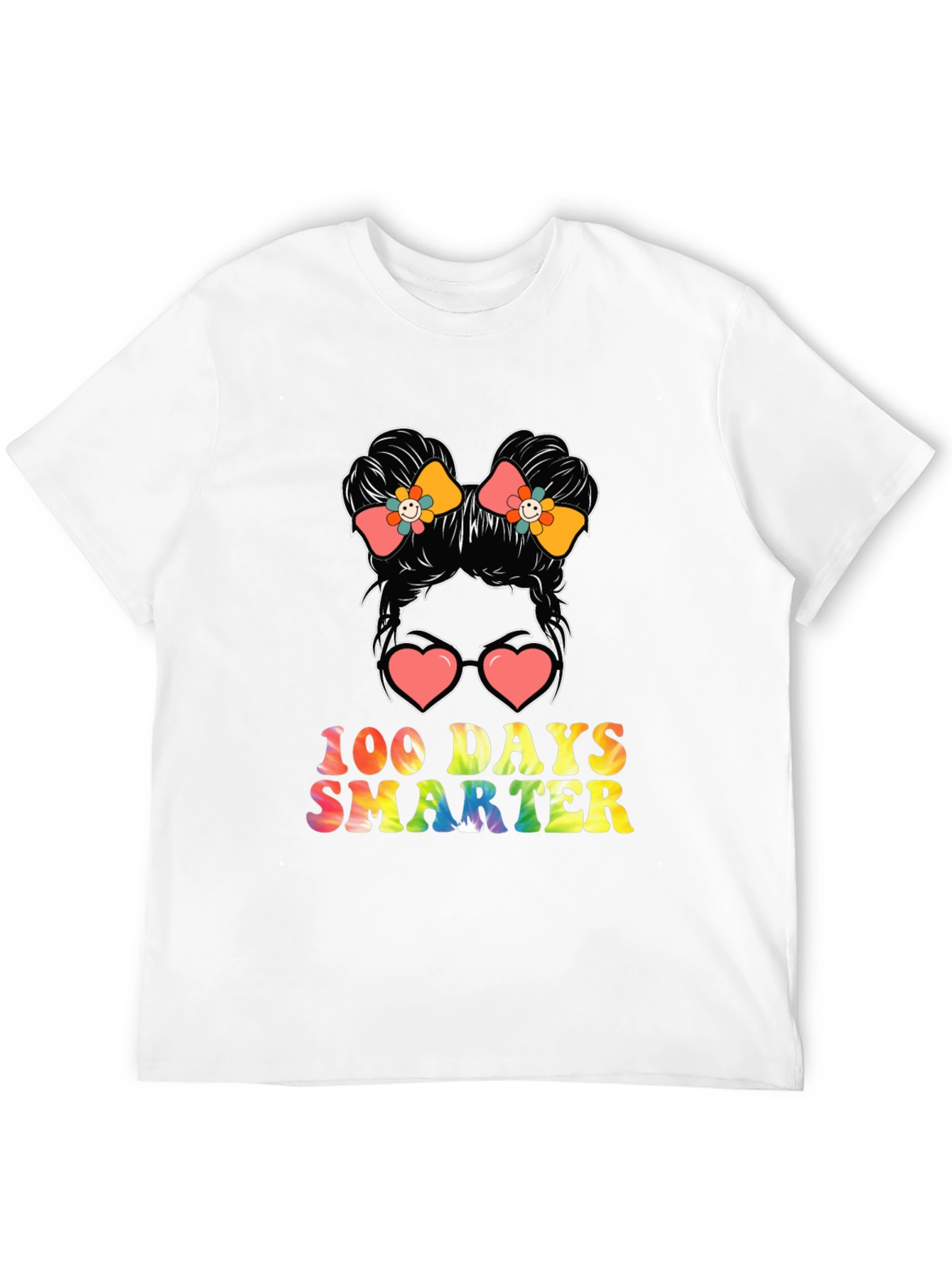100 Days Smarter Messy Bun Teacher T-Shirt