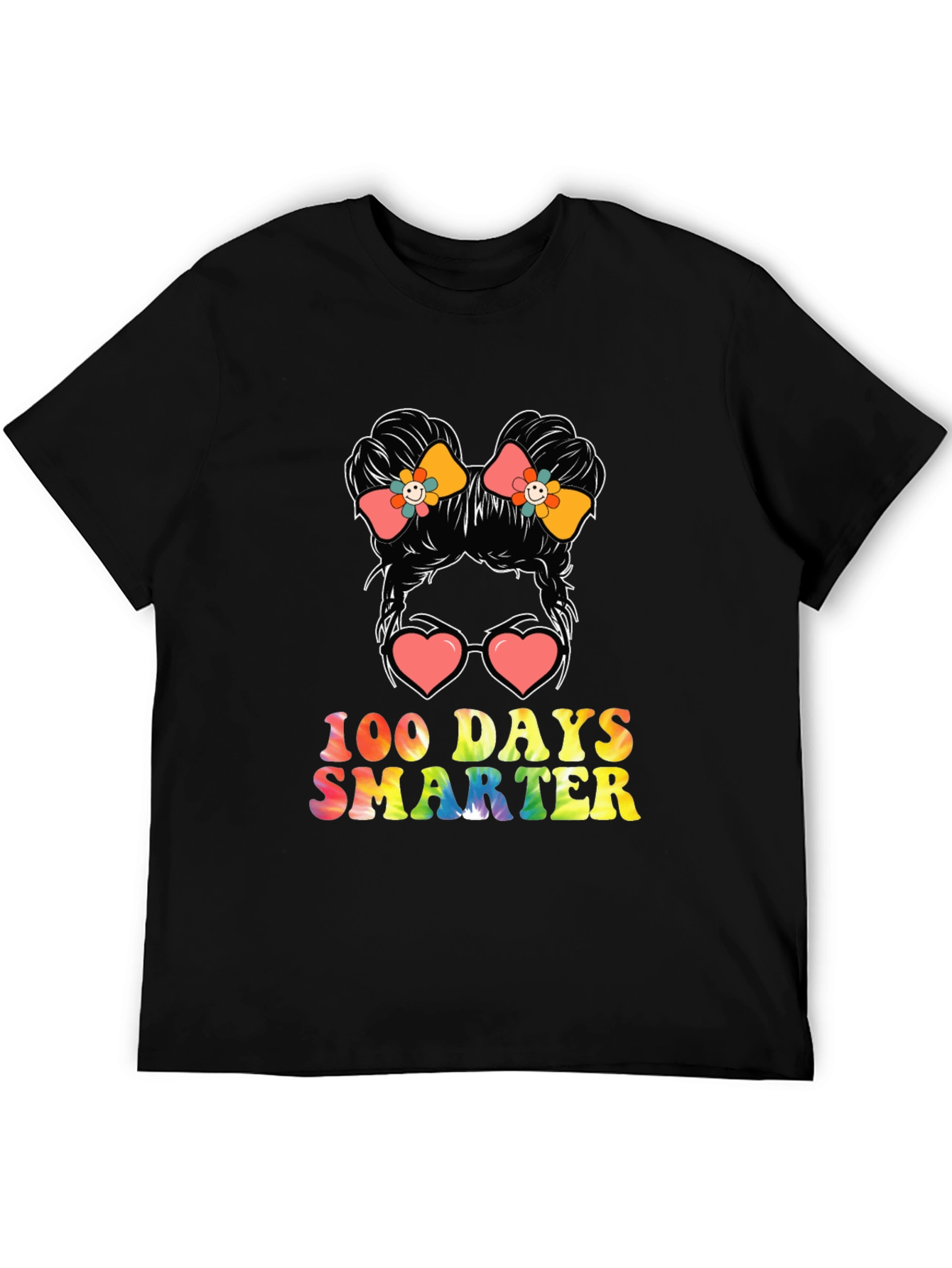 100 Days Smarter Messy Bun Teacher T-Shirt