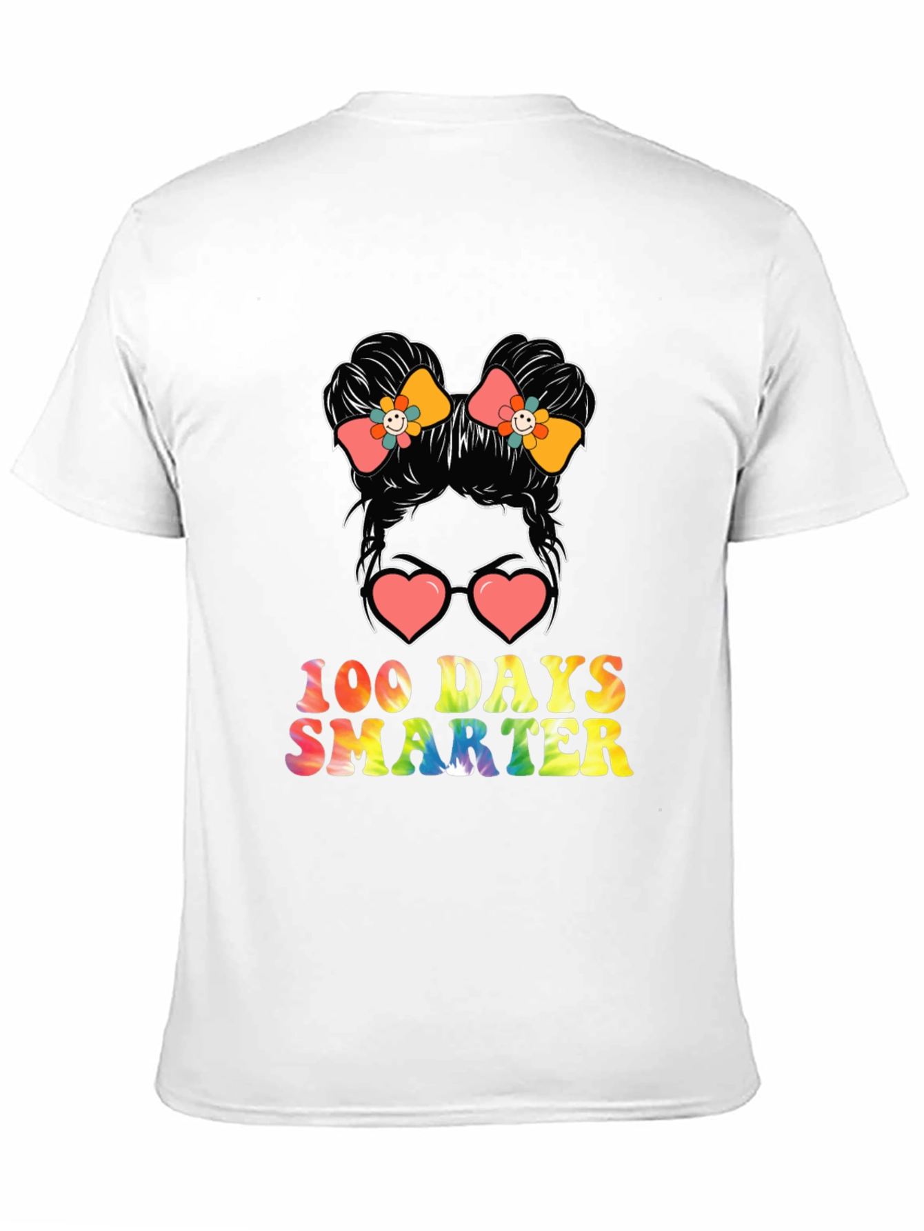 100 Days Smarter Messy Bun Teacher T-Shirt