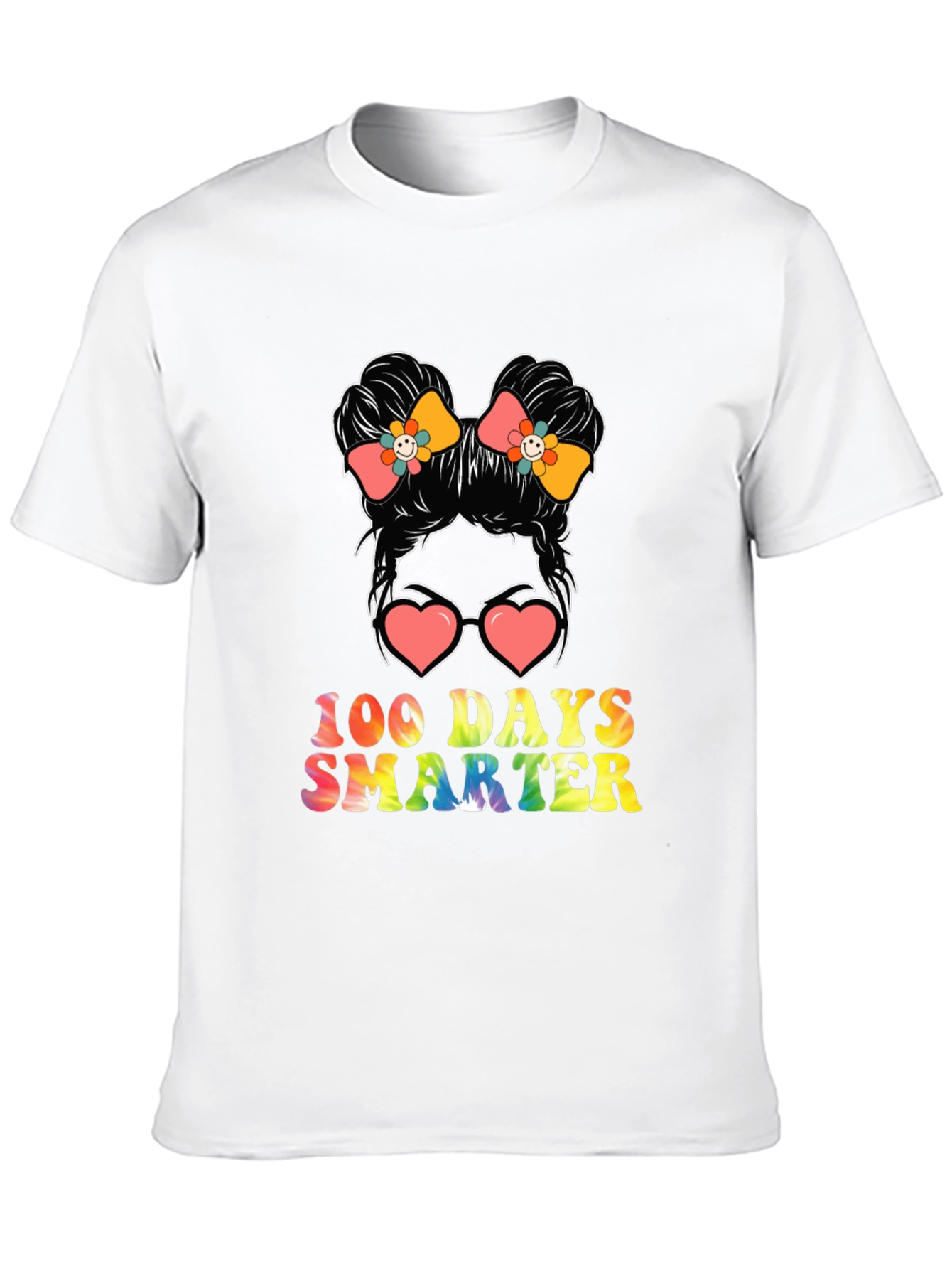 100 Days Smarter Messy Bun Teacher T-Shirt