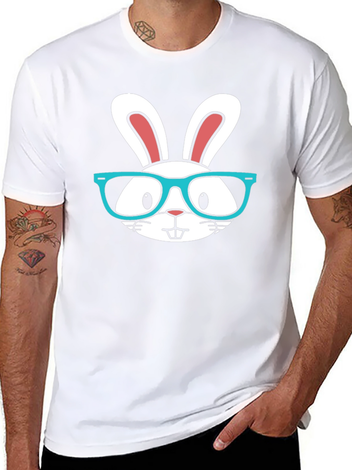 Funny Easter Bunny T-Shirt with Glasses