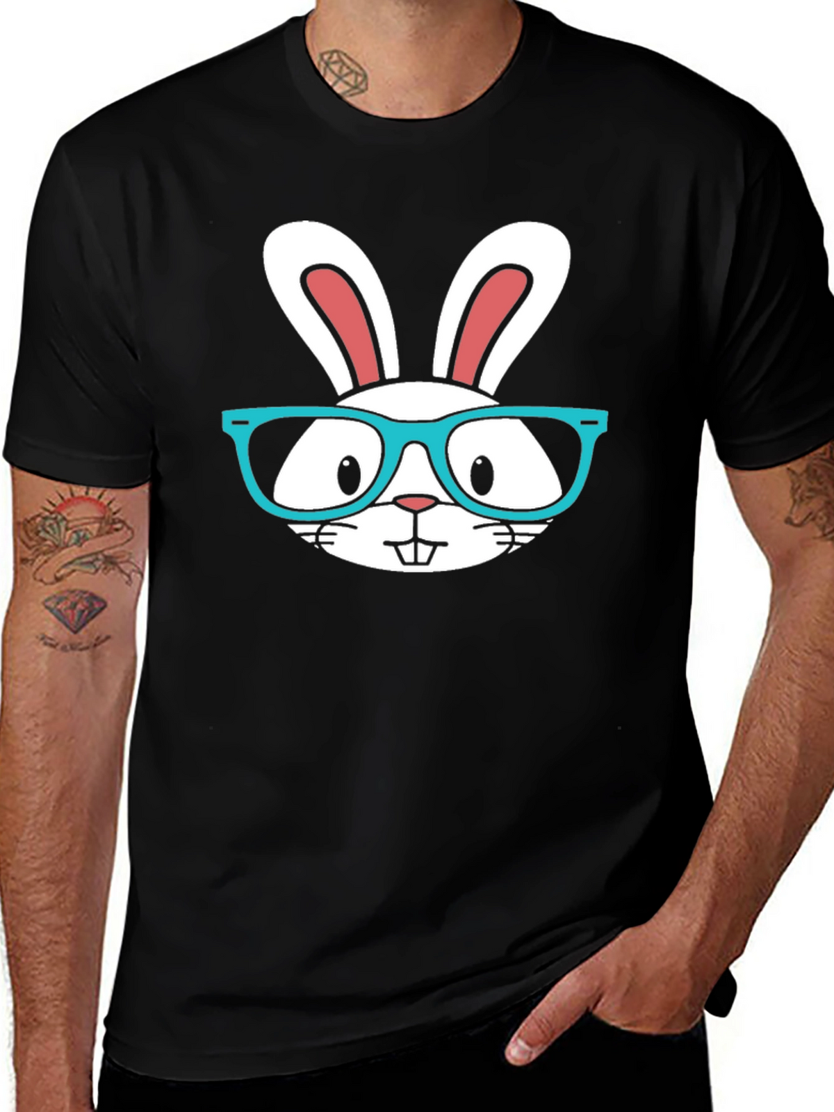Funny Easter Bunny T-Shirt with Glasses