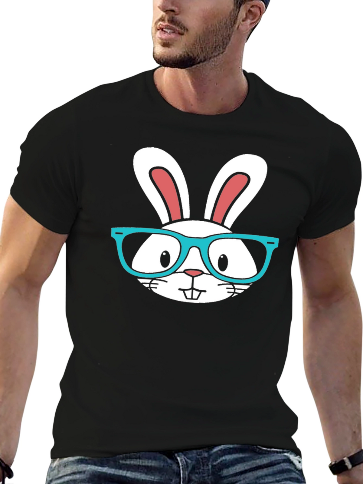 Funny Easter Bunny T-Shirt with Glasses