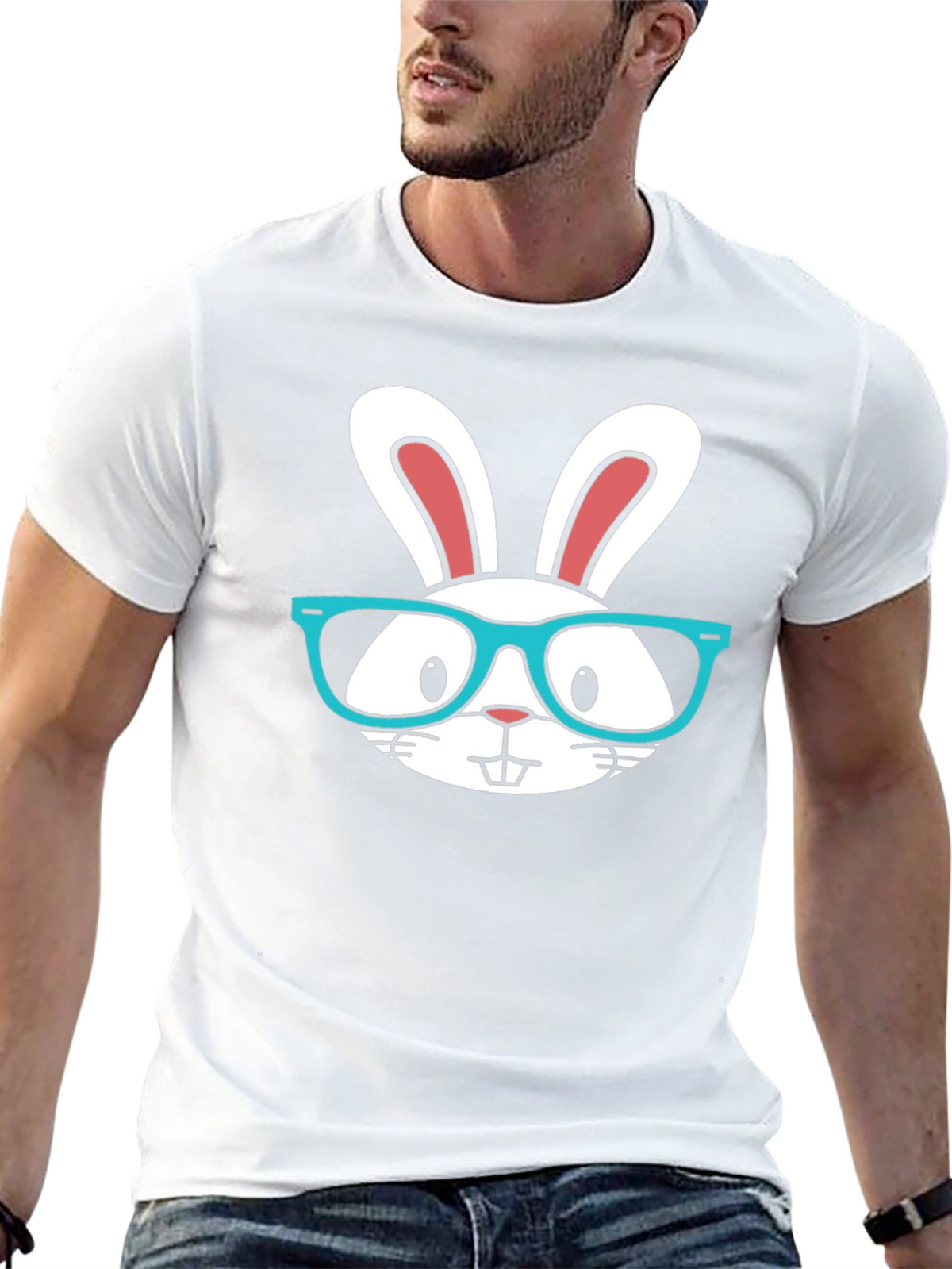 Funny Easter Bunny T-Shirt with Glasses
