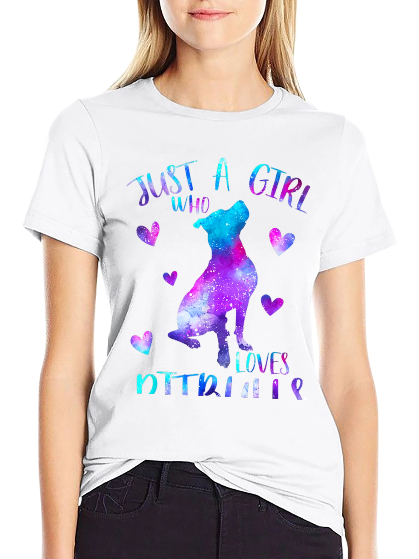 Just a Girl Who Loves Pitbulls Galaxy T-Shirt