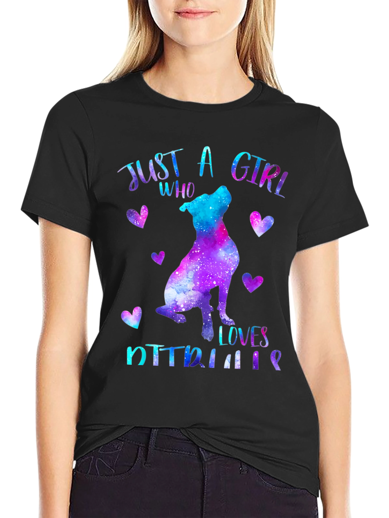 Just a Girl Who Loves Pitbulls Galaxy T-Shirt