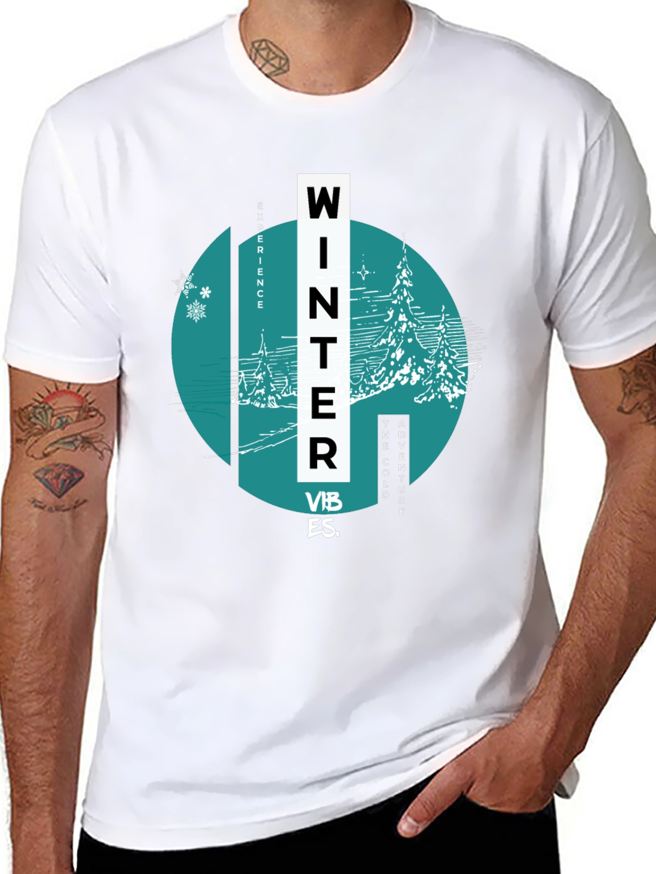 Winter Vibes Graphic Tee - Black Cotton Blend