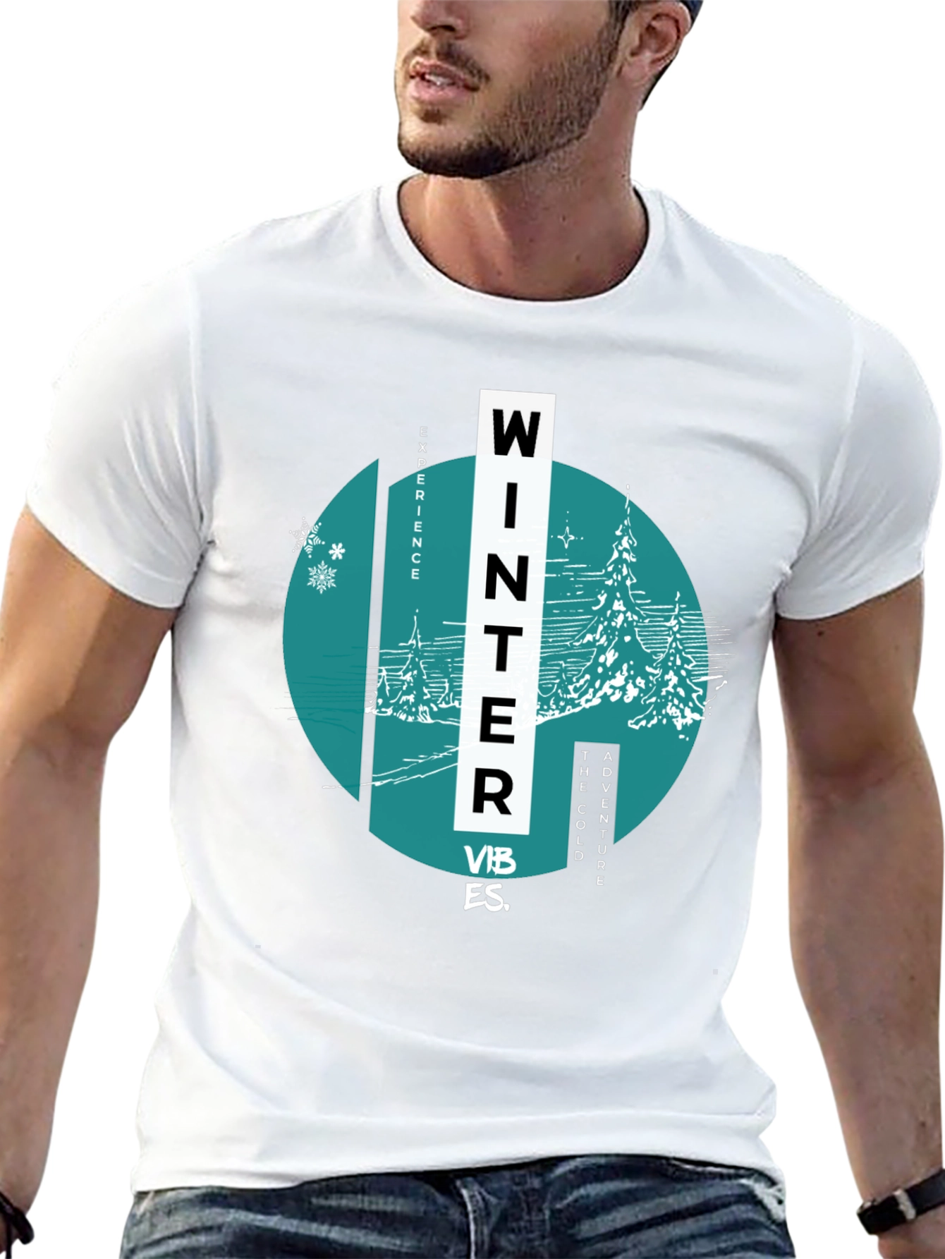 Winter Vibes Graphic Tee - Black Cotton Blend