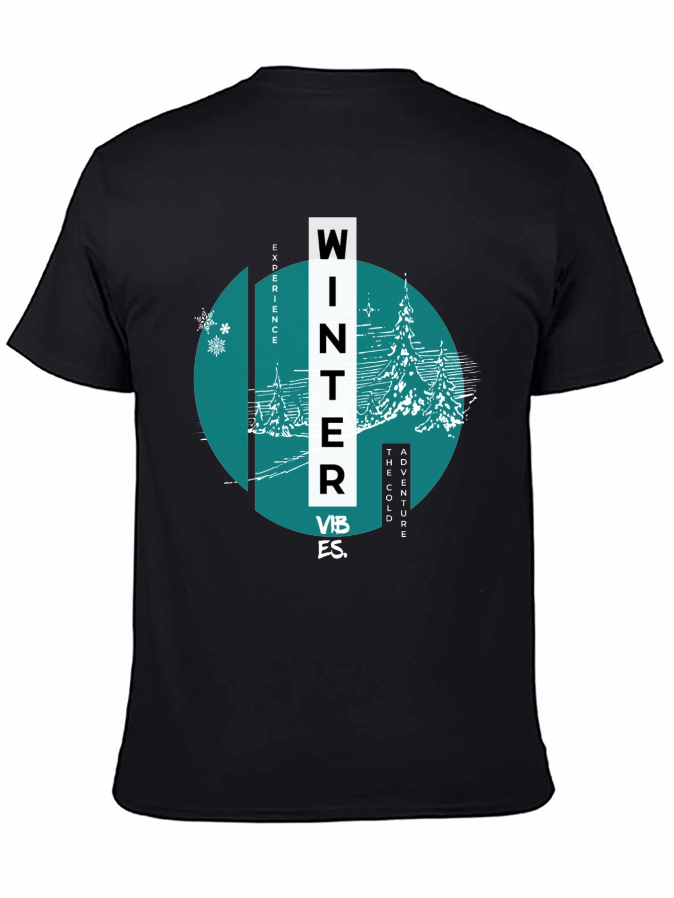 Winter Vibes Graphic Tee - Black Cotton Blend
