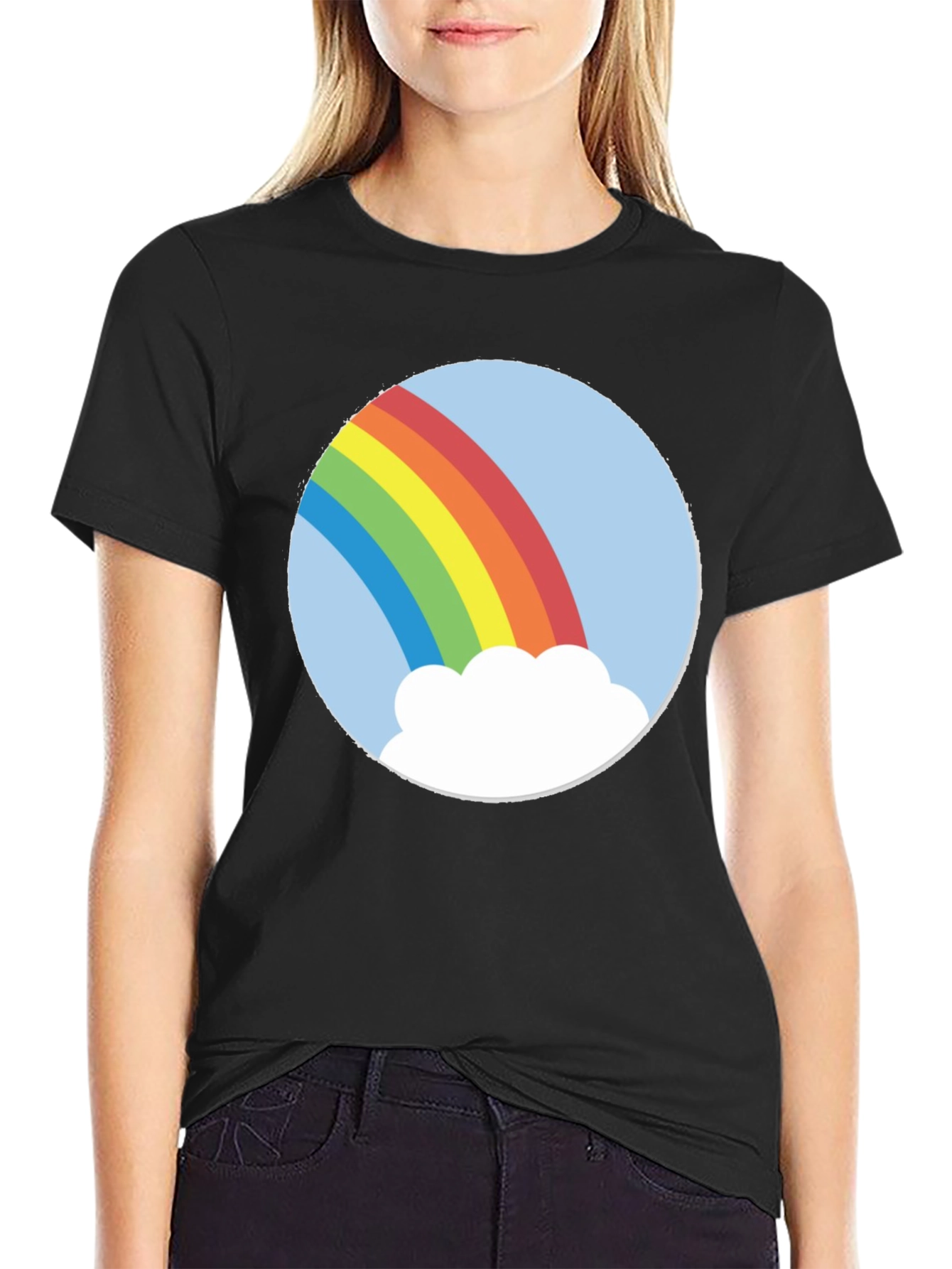 Rainbow Cloud Graphic Tee - Unisex Black T-Shirt