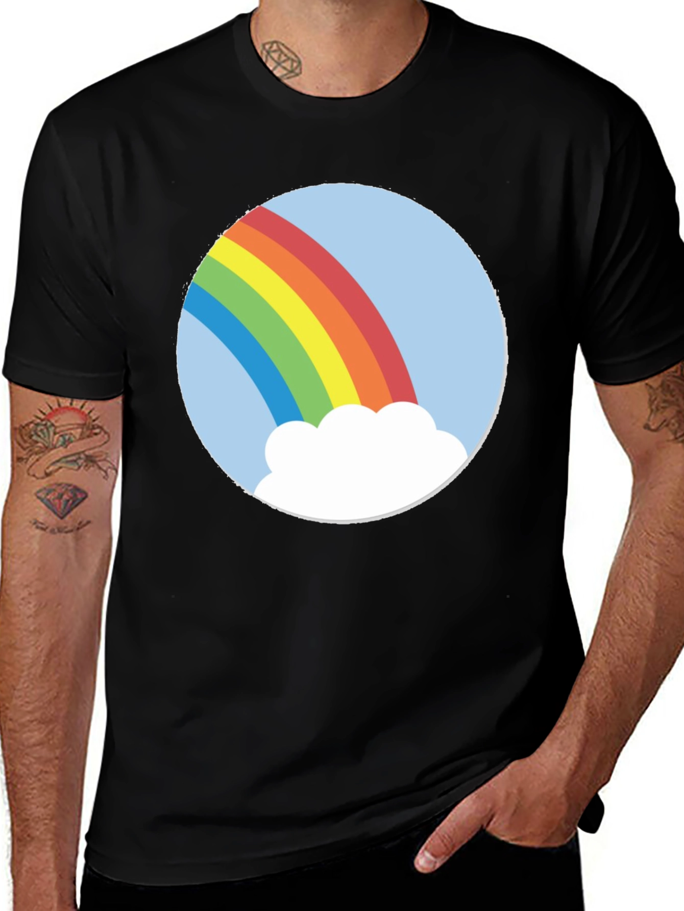 Rainbow Cloud Graphic Tee - Unisex Black T-Shirt