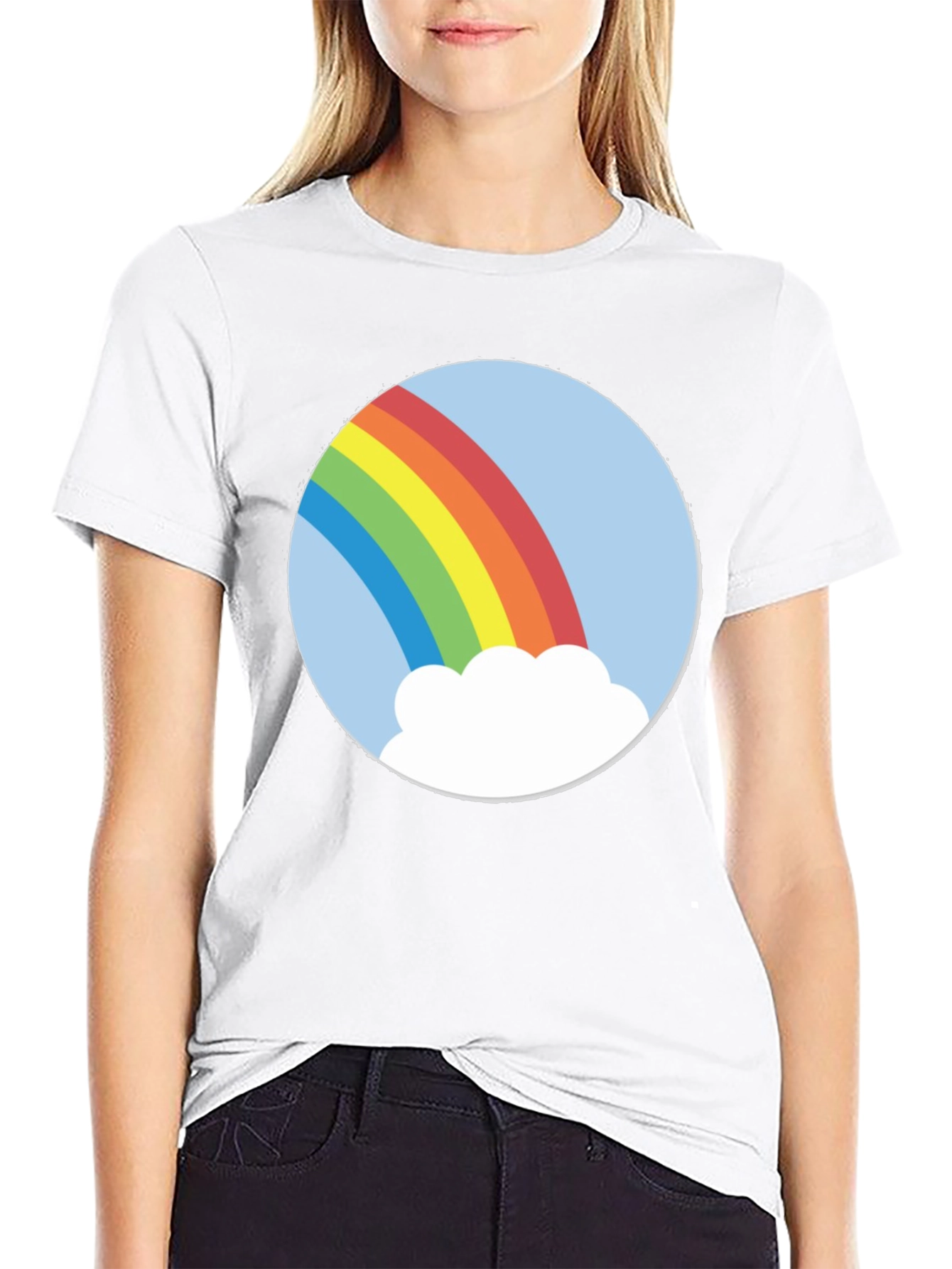 Rainbow Cloud Graphic Tee - Unisex Black T-Shirt