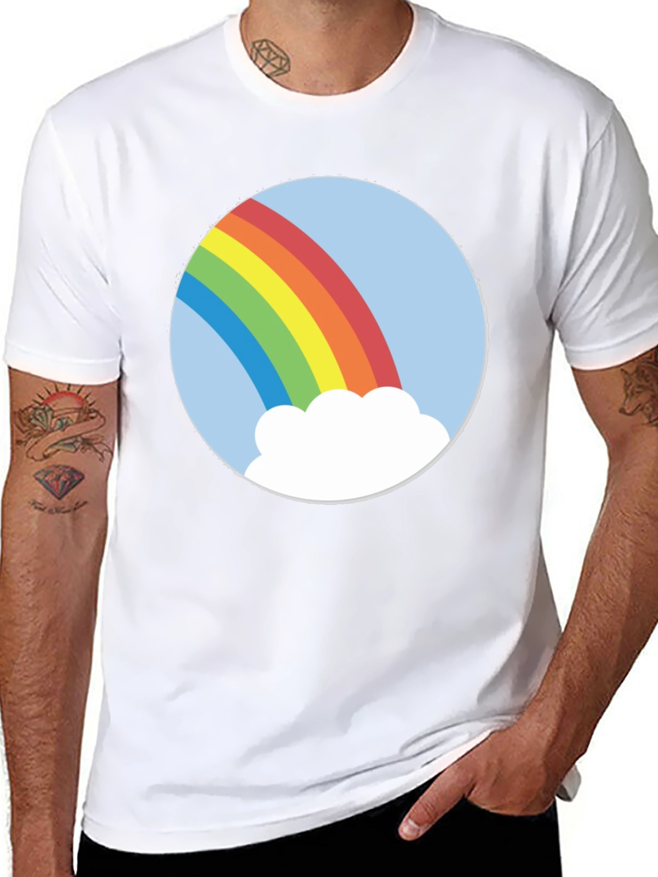 Rainbow Cloud Graphic Tee - Unisex Black T-Shirt