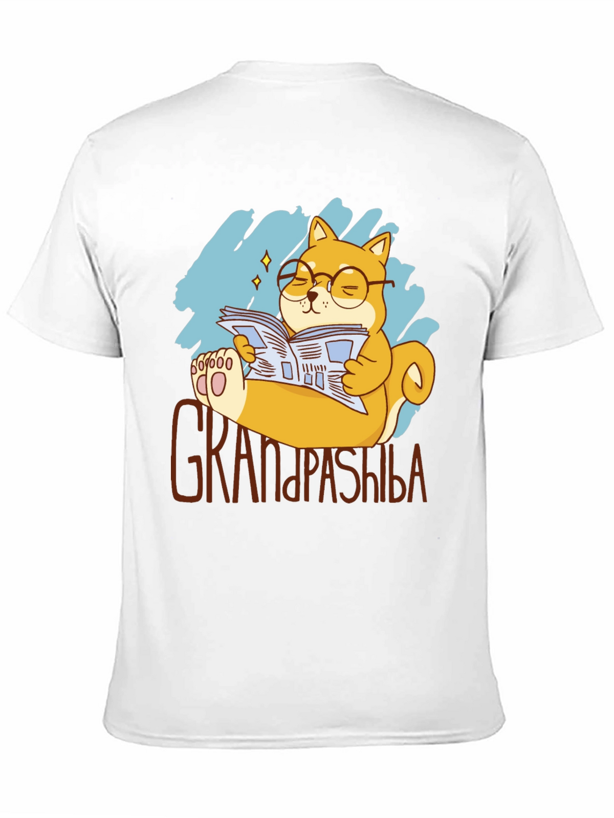 Grandpa Shiba Inu Reading Newspaper Graphic T-Shirt