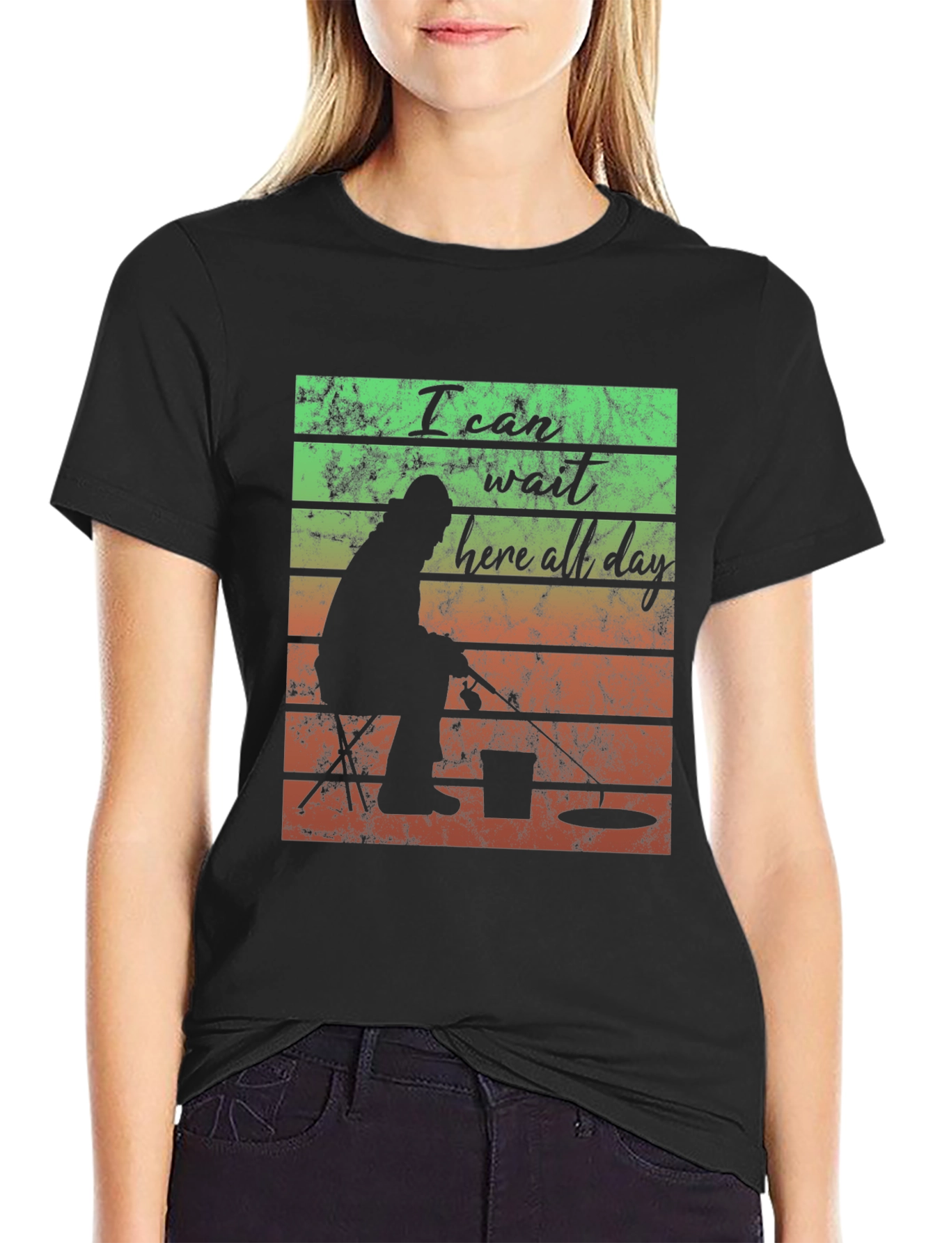 I Can Wait Here All Day Fishing T-Shirt