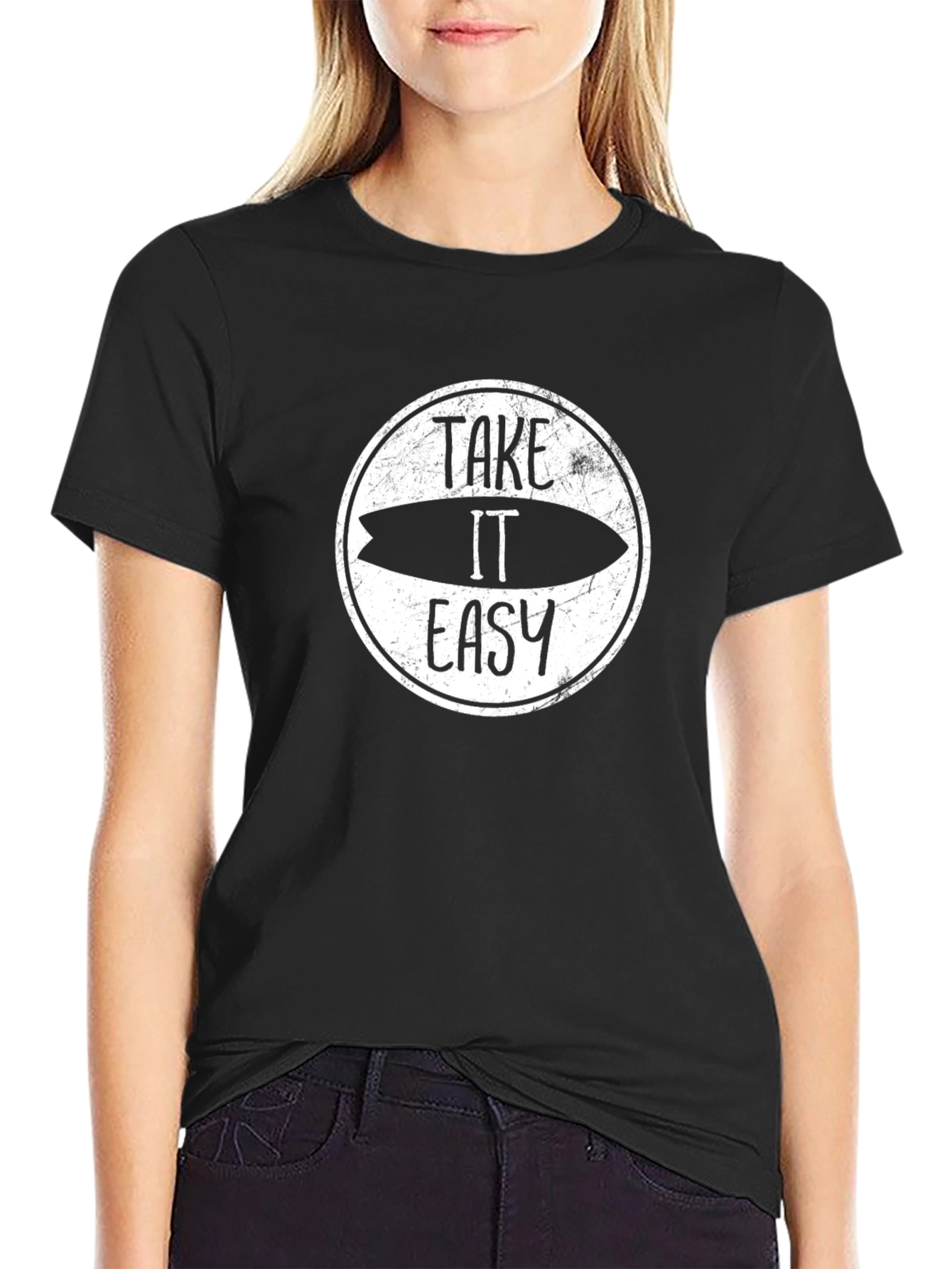 Take It Easy Surfboard Graphic Tee - Black