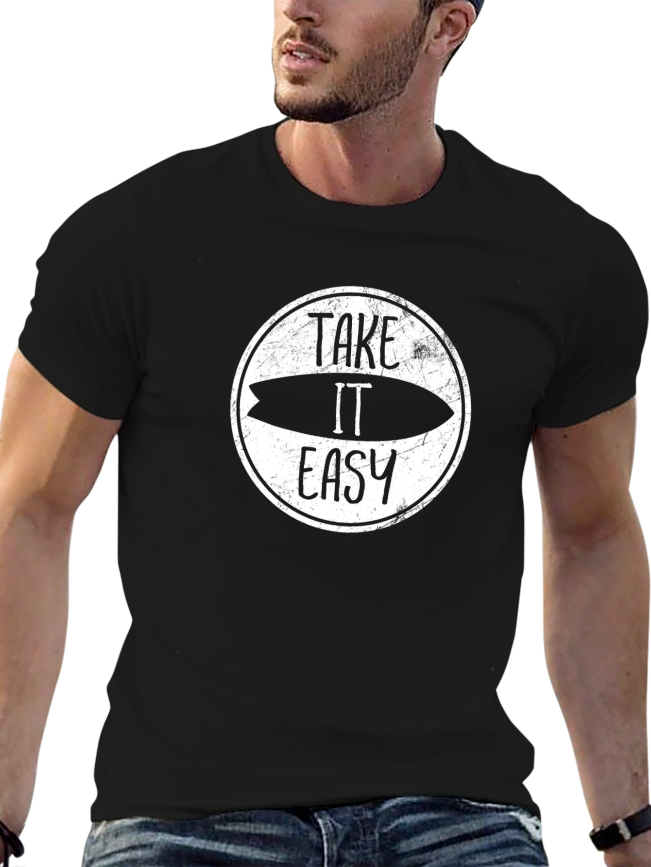 Take It Easy Surfboard Graphic Tee - Black