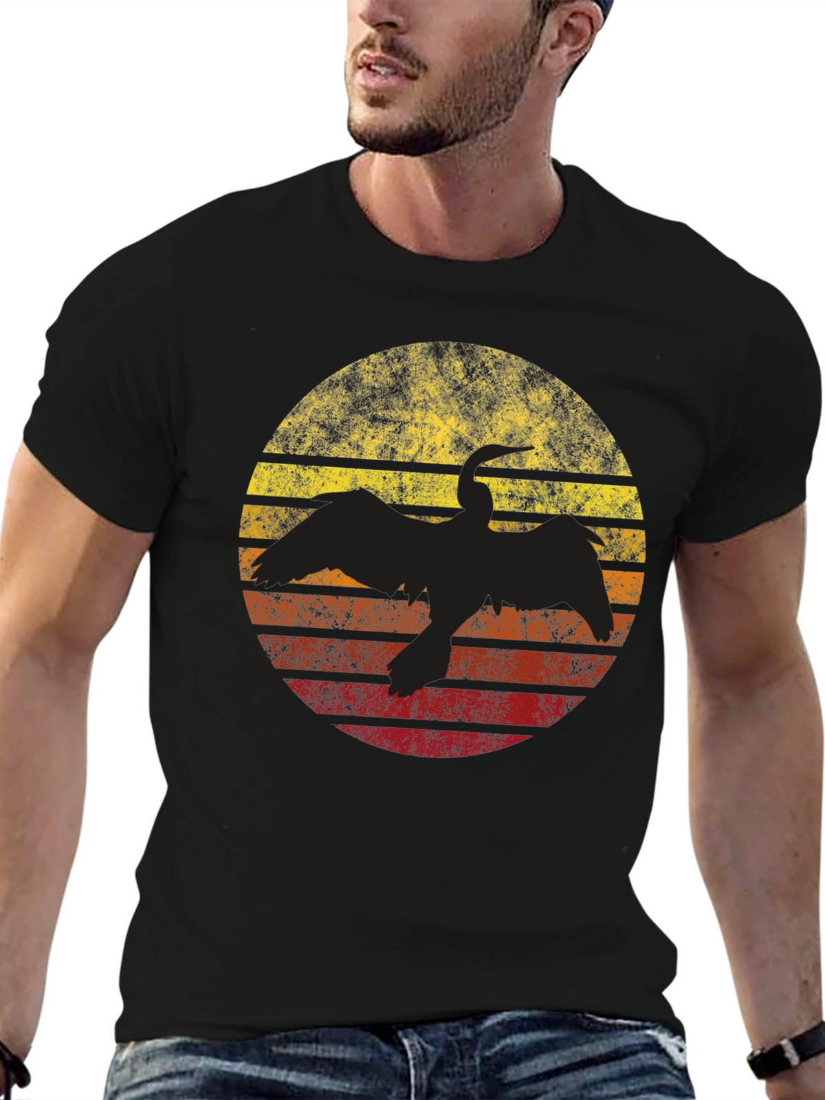 Retro Sunset Bird Silhouette T-Shirt