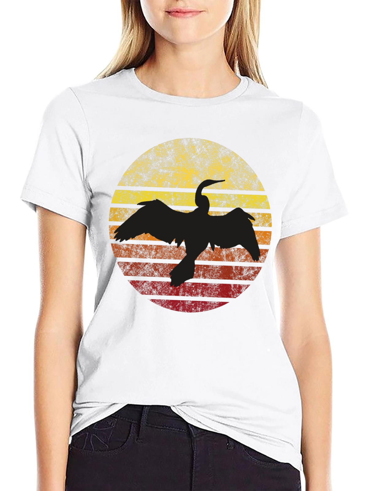 Retro Sunset Bird Silhouette T-Shirt