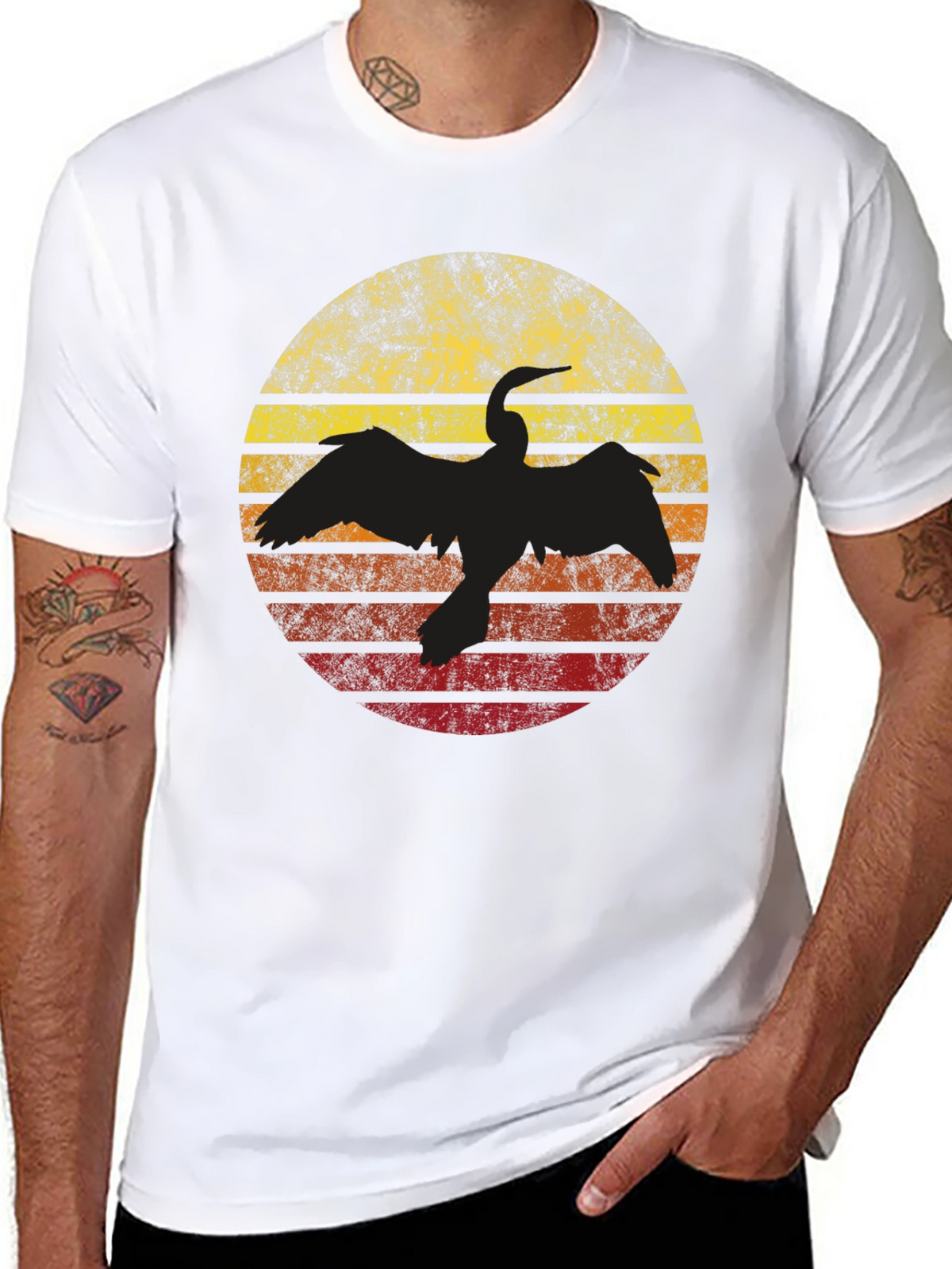 Retro Sunset Bird Silhouette T-Shirt