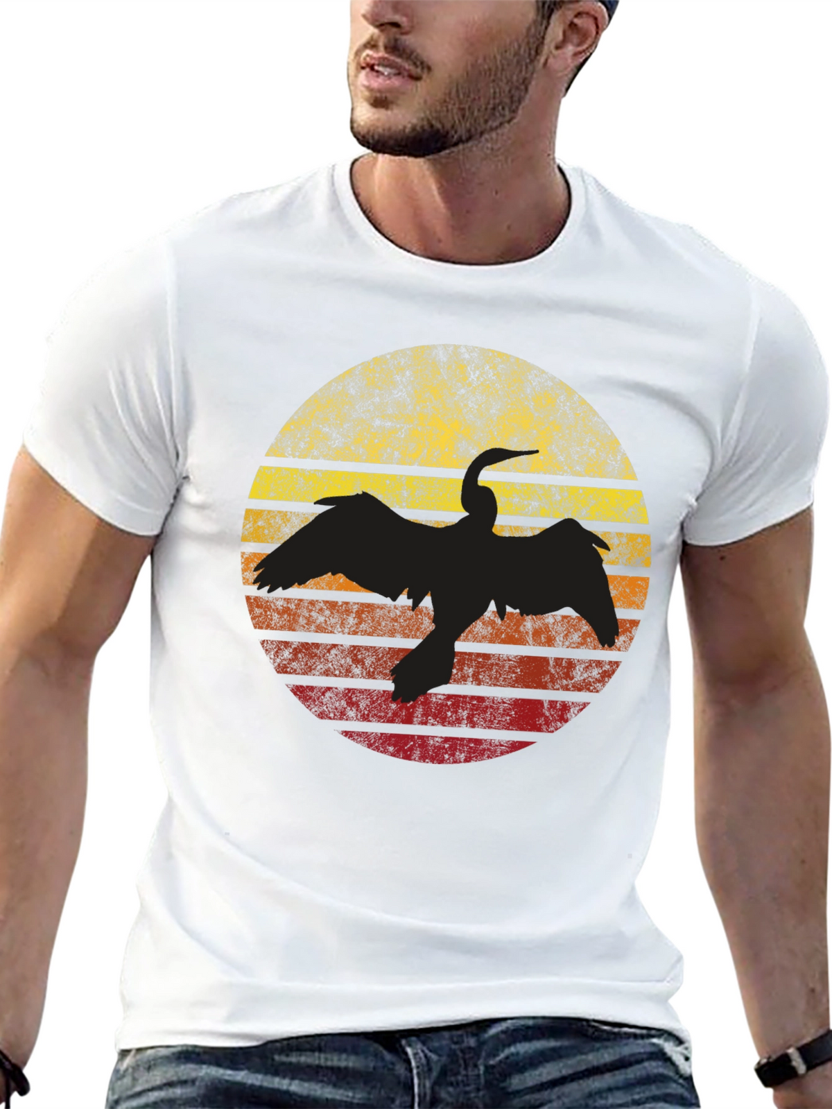 Retro Sunset Bird Silhouette T-Shirt
