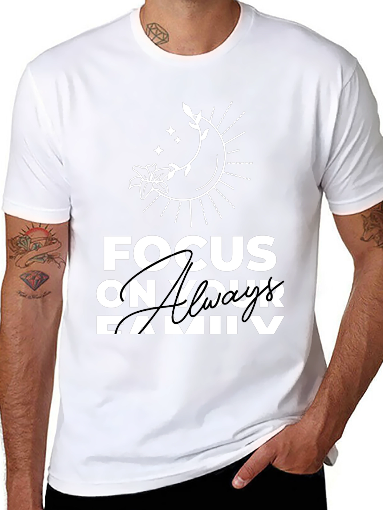 Focus On Your Family Graphic T-Shirt - Black