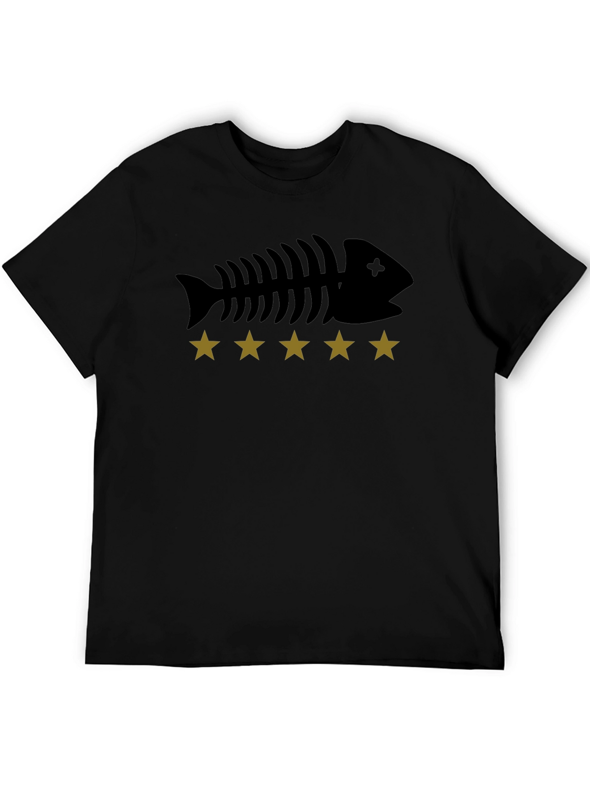 Fishbone & Star Graphic Tee - Black Cotton T-Shirt