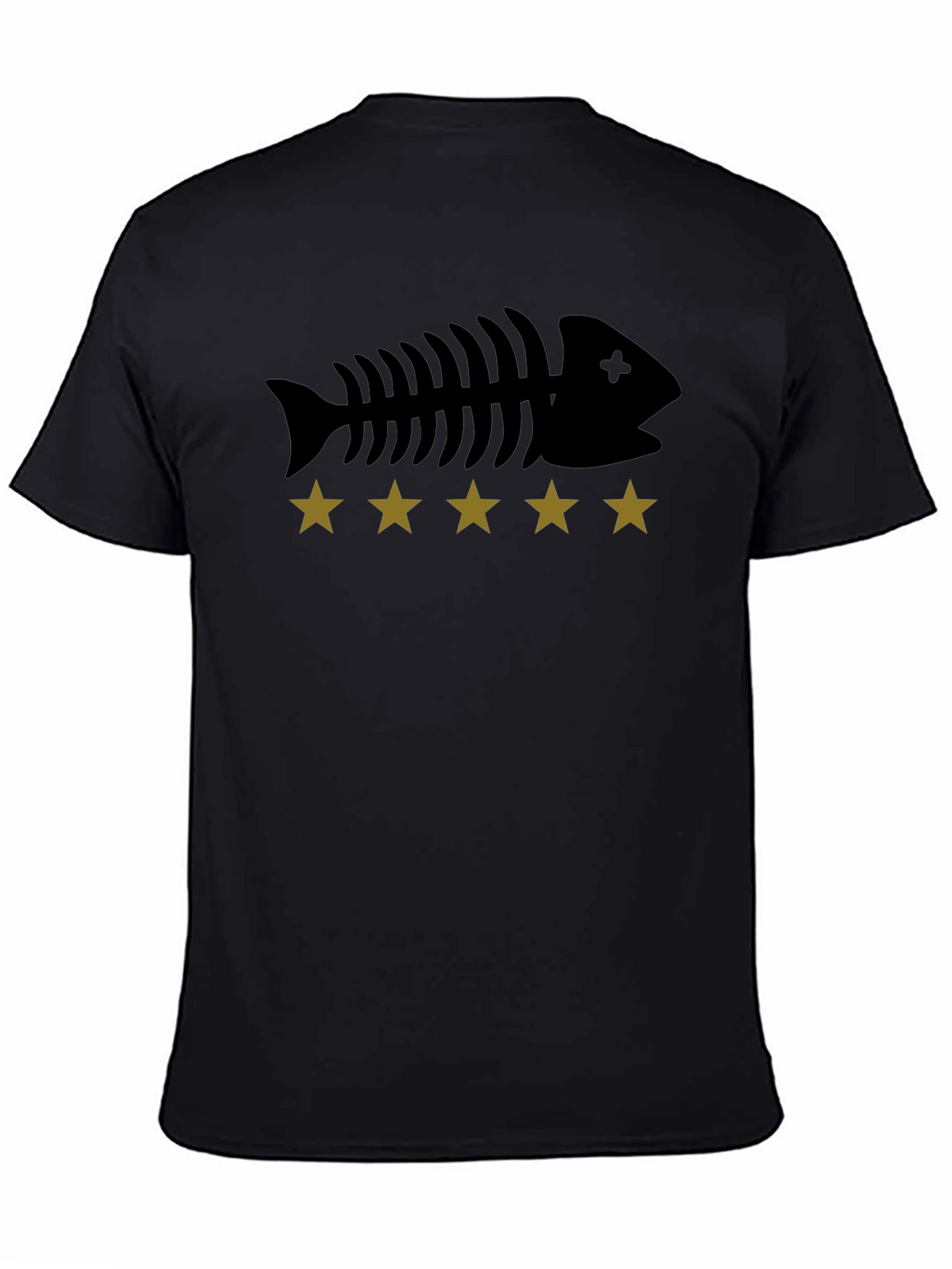 Fishbone & Star Graphic Tee - Black Cotton T-Shirt