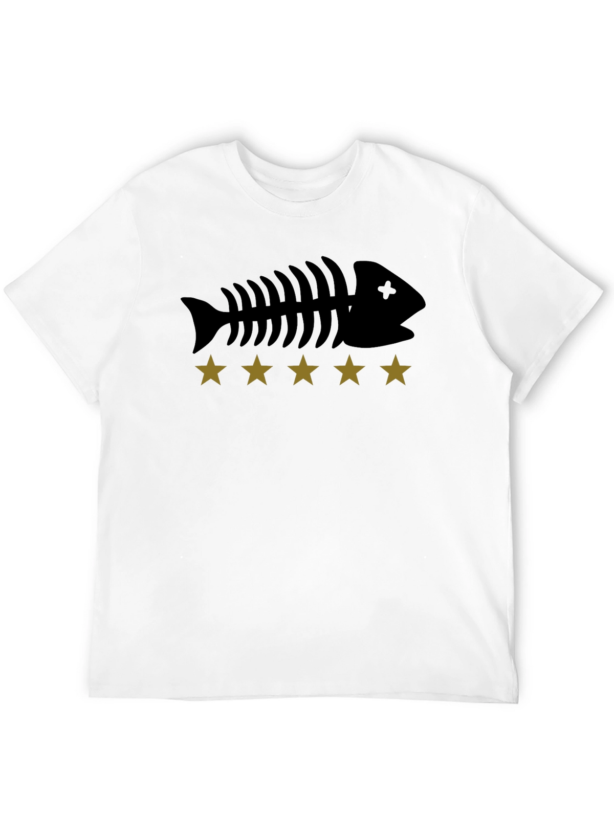 Fishbone & Star Graphic Tee - Black Cotton T-Shirt