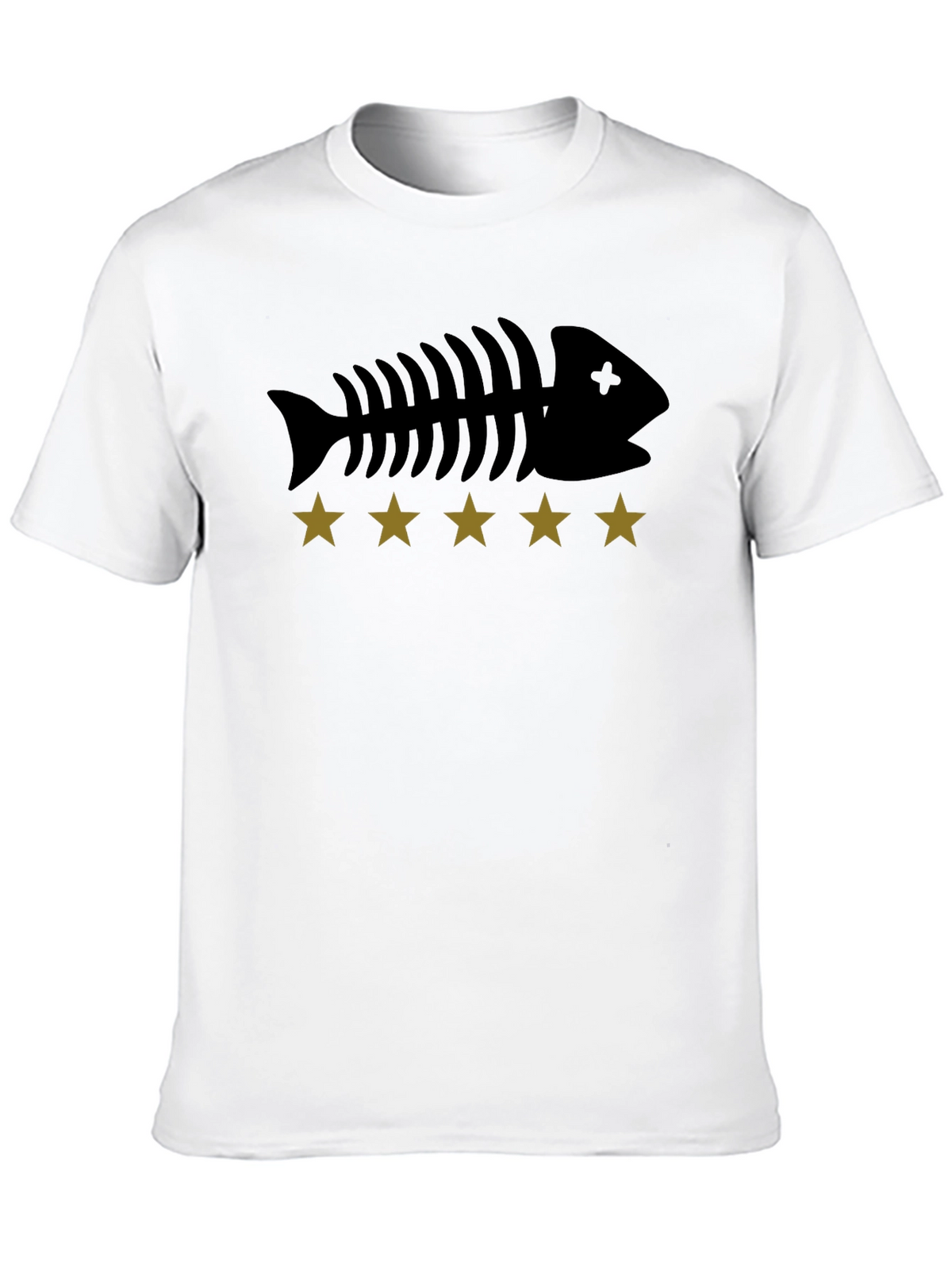 Fishbone & Star Graphic Tee - Black Cotton T-Shirt