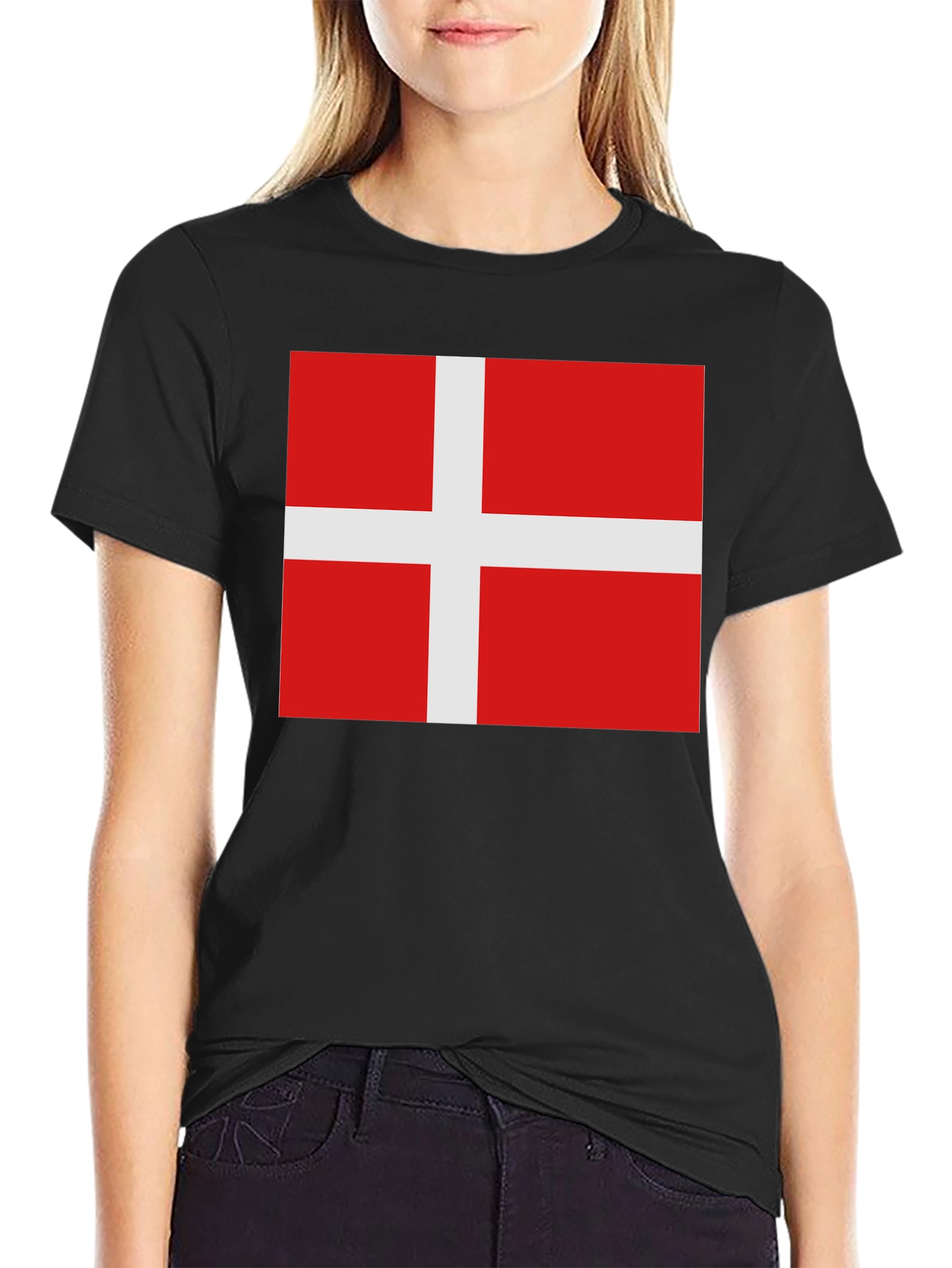 Denmark Flag T-Shirt - Black Cotton Tee