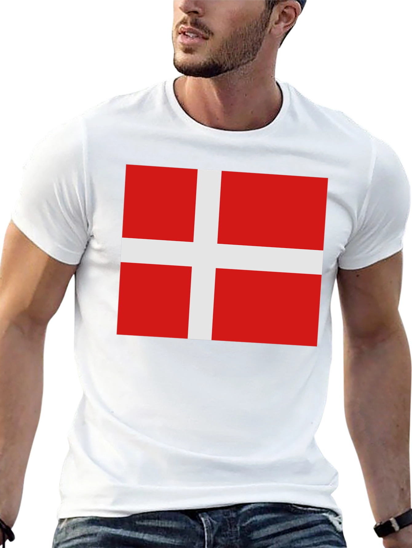 Denmark Flag T-Shirt - Black Cotton Tee