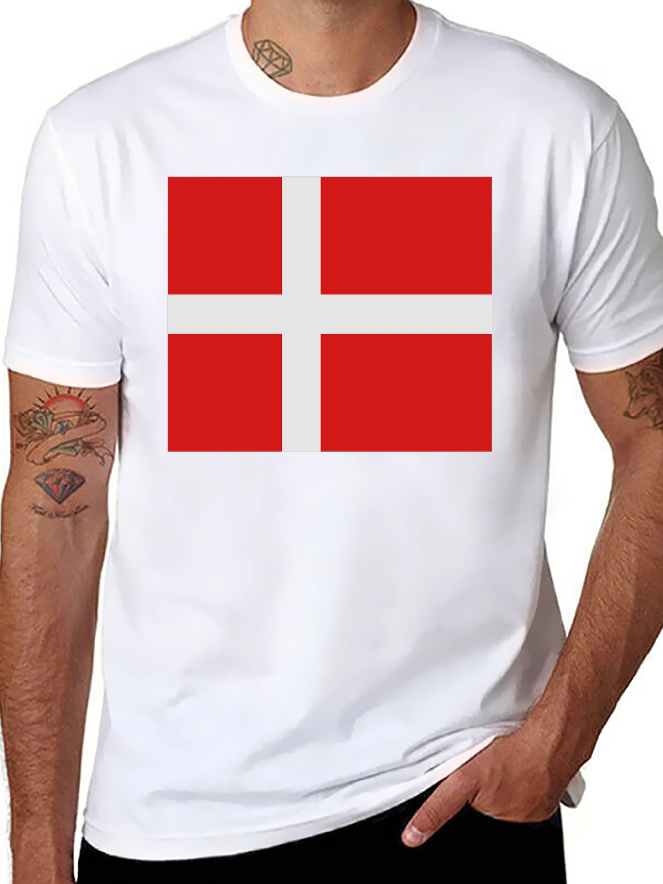 Denmark Flag T-Shirt - Black Cotton Tee