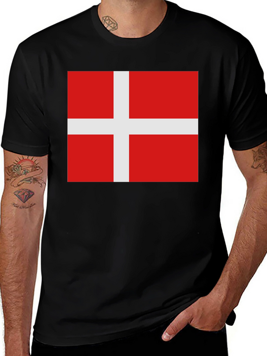 Denmark Flag T-Shirt - Black Cotton Tee