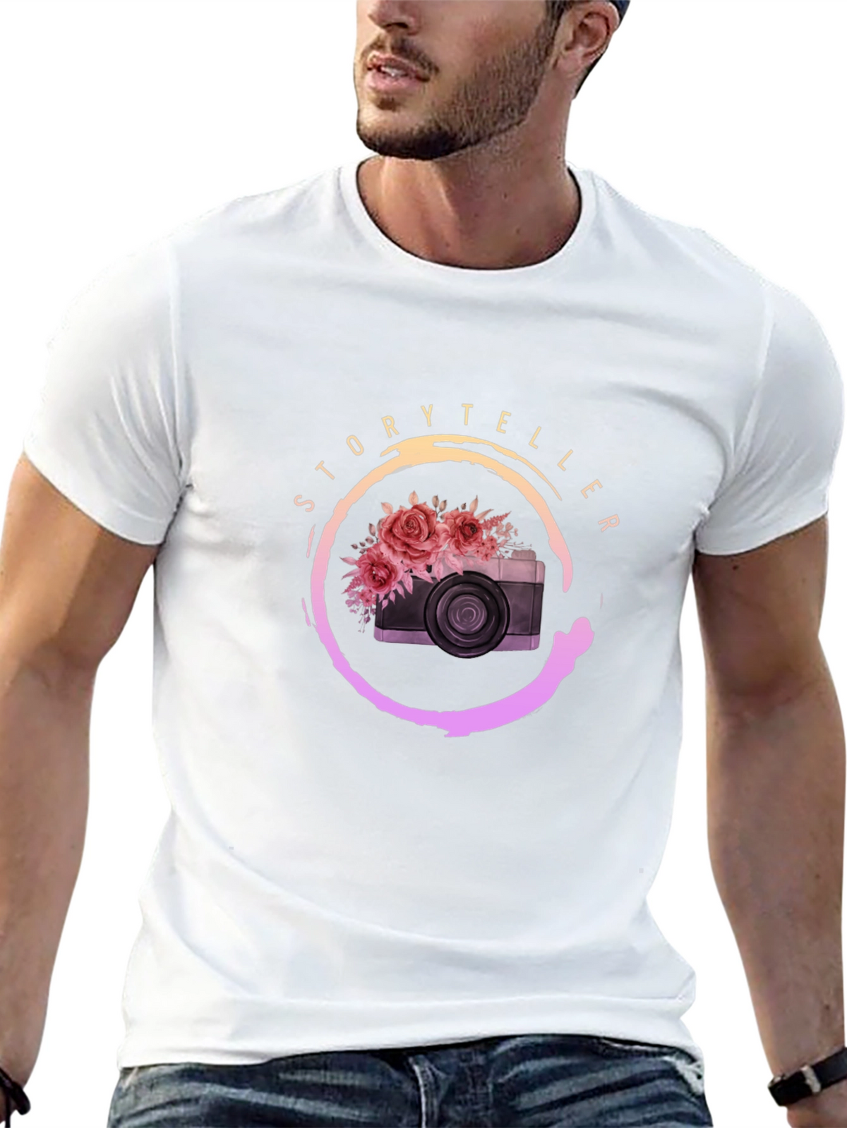 Storyteller Camera Floral Graphic Tee - Black