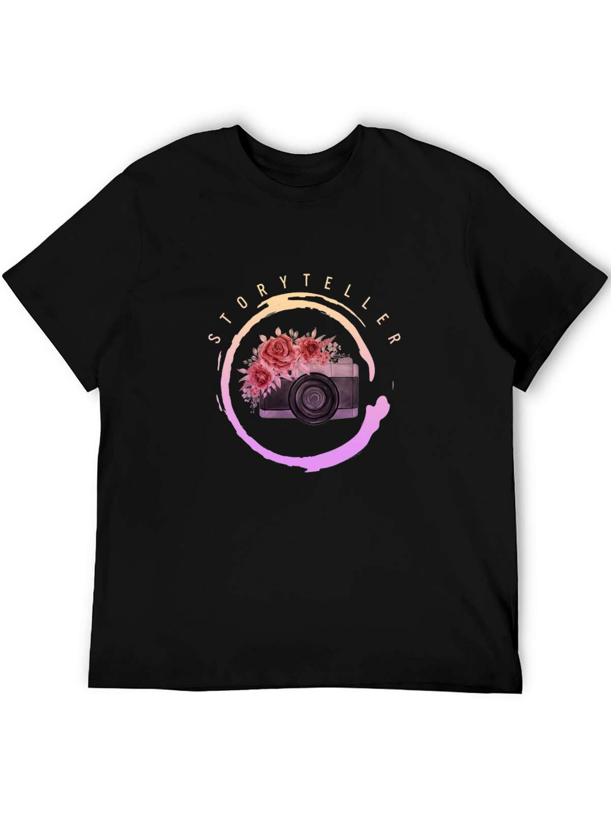 Storyteller Camera Floral Graphic Tee - Black