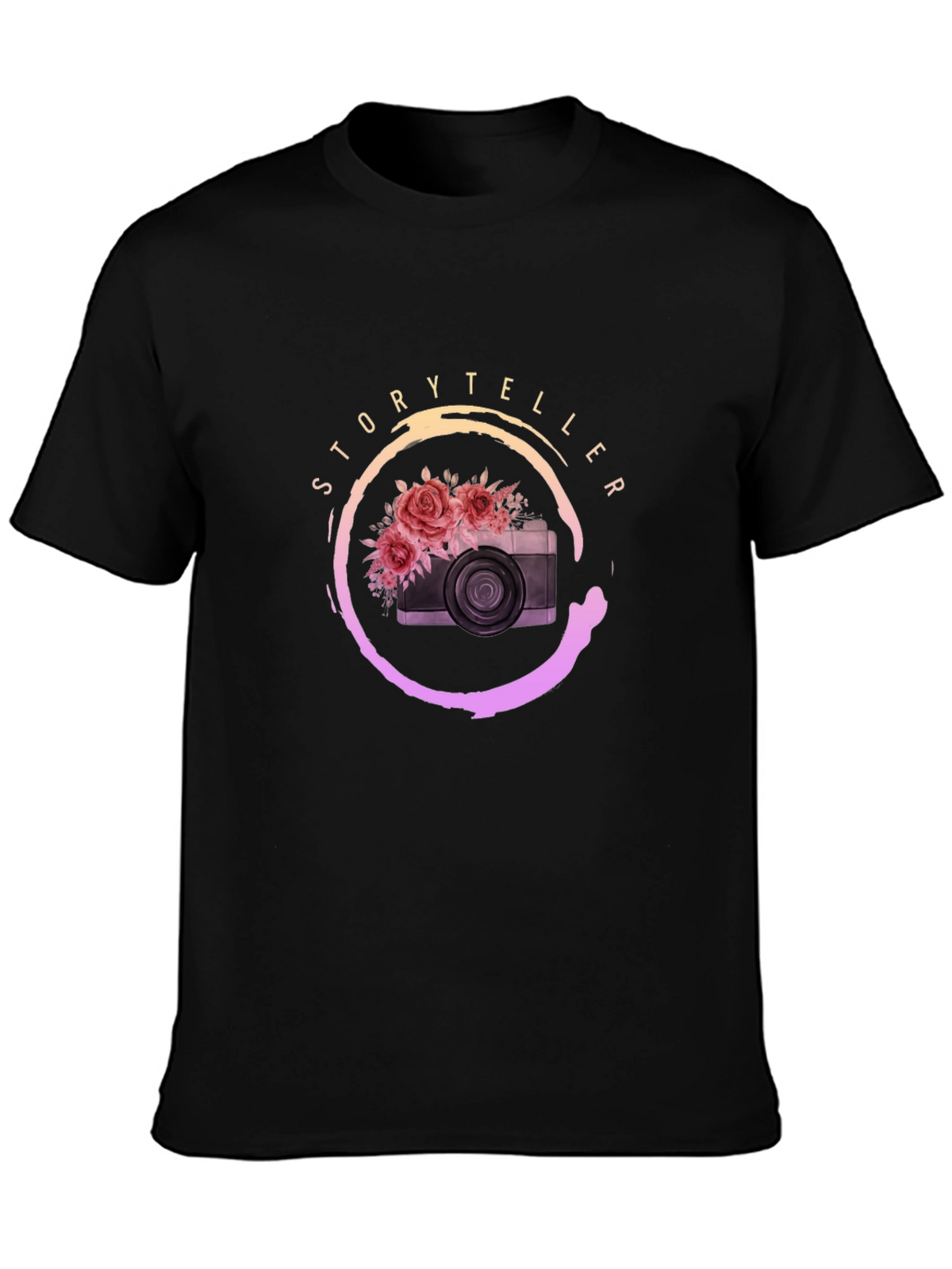 Storyteller Camera Floral Graphic Tee - Black