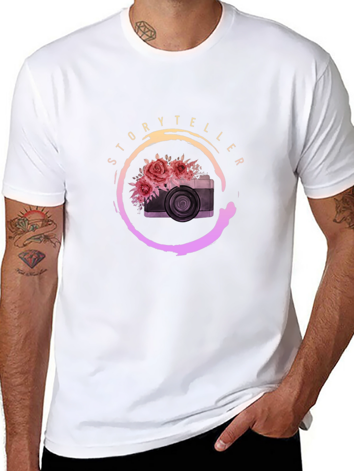 Storyteller Camera Floral Graphic Tee - Black