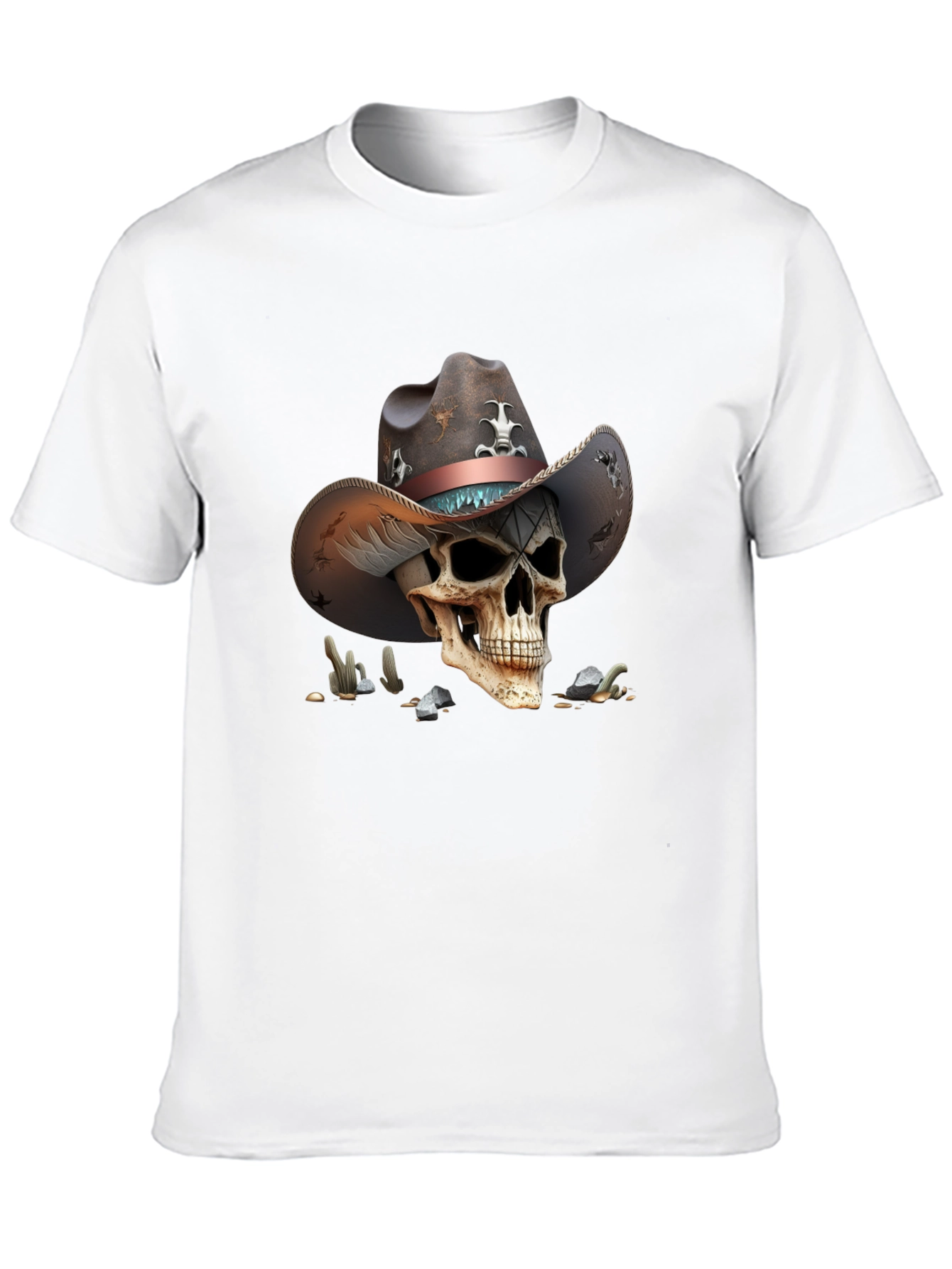 Skull Cowboy Graphic Tee - Unique Western Style