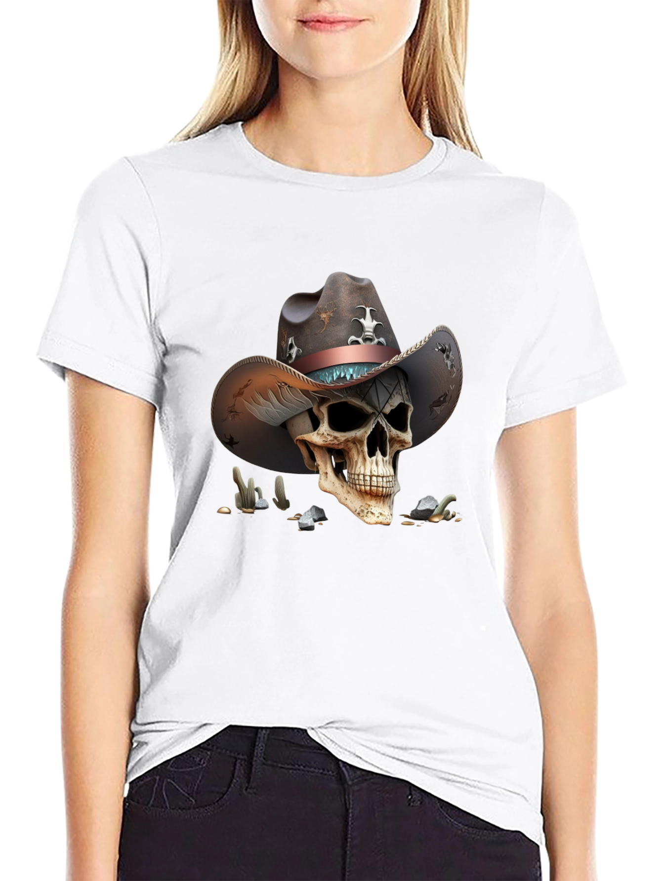 Skull Cowboy Graphic Tee - Unique Western Style