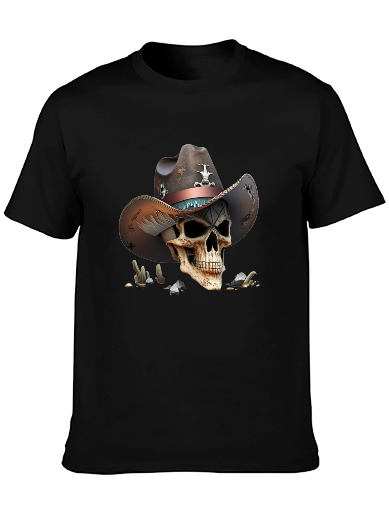 Skull Cowboy Graphic Tee - Unique Western Style