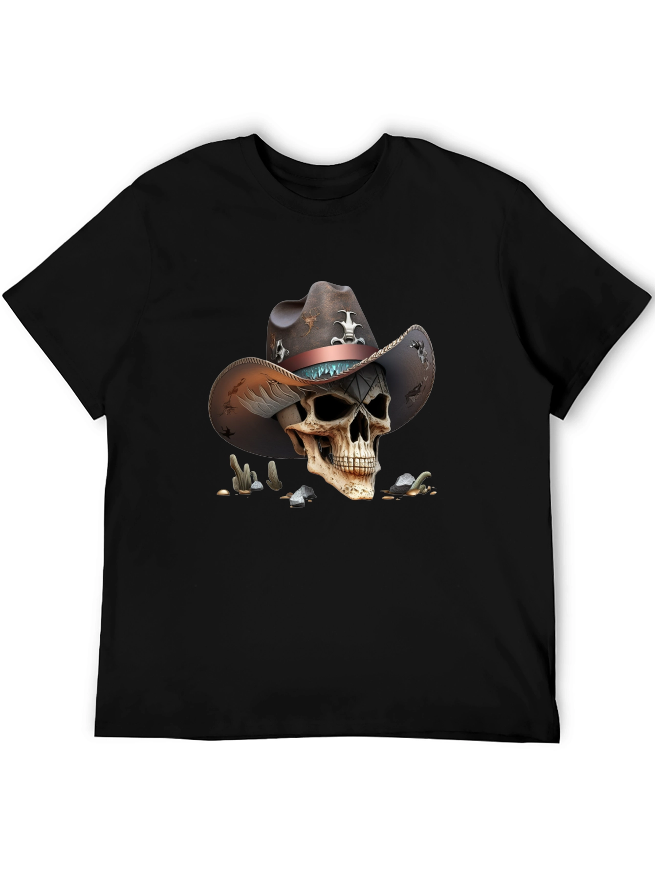 Skull Cowboy Graphic Tee - Unique Western Style