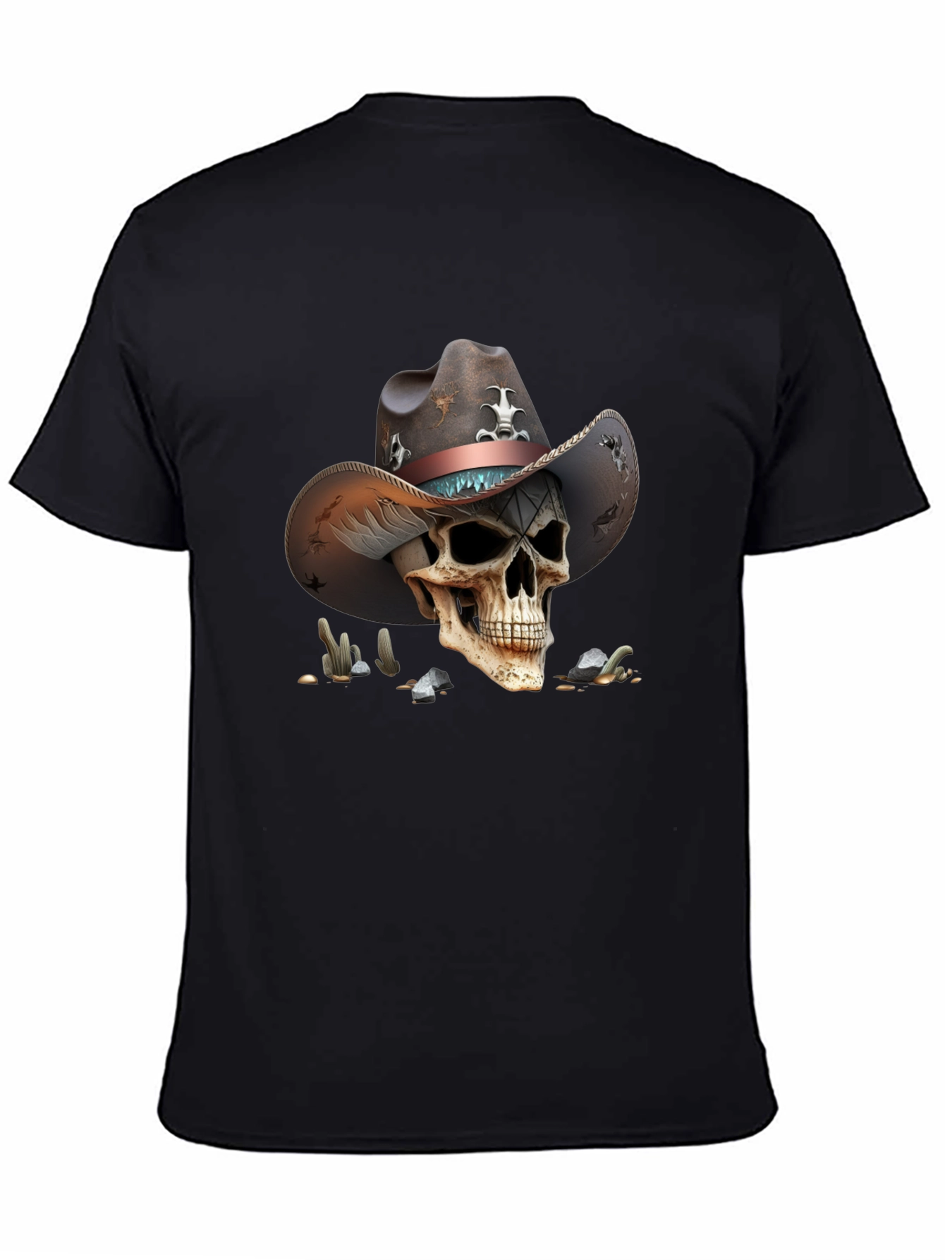 Skull Cowboy Graphic Tee - Unique Western Style