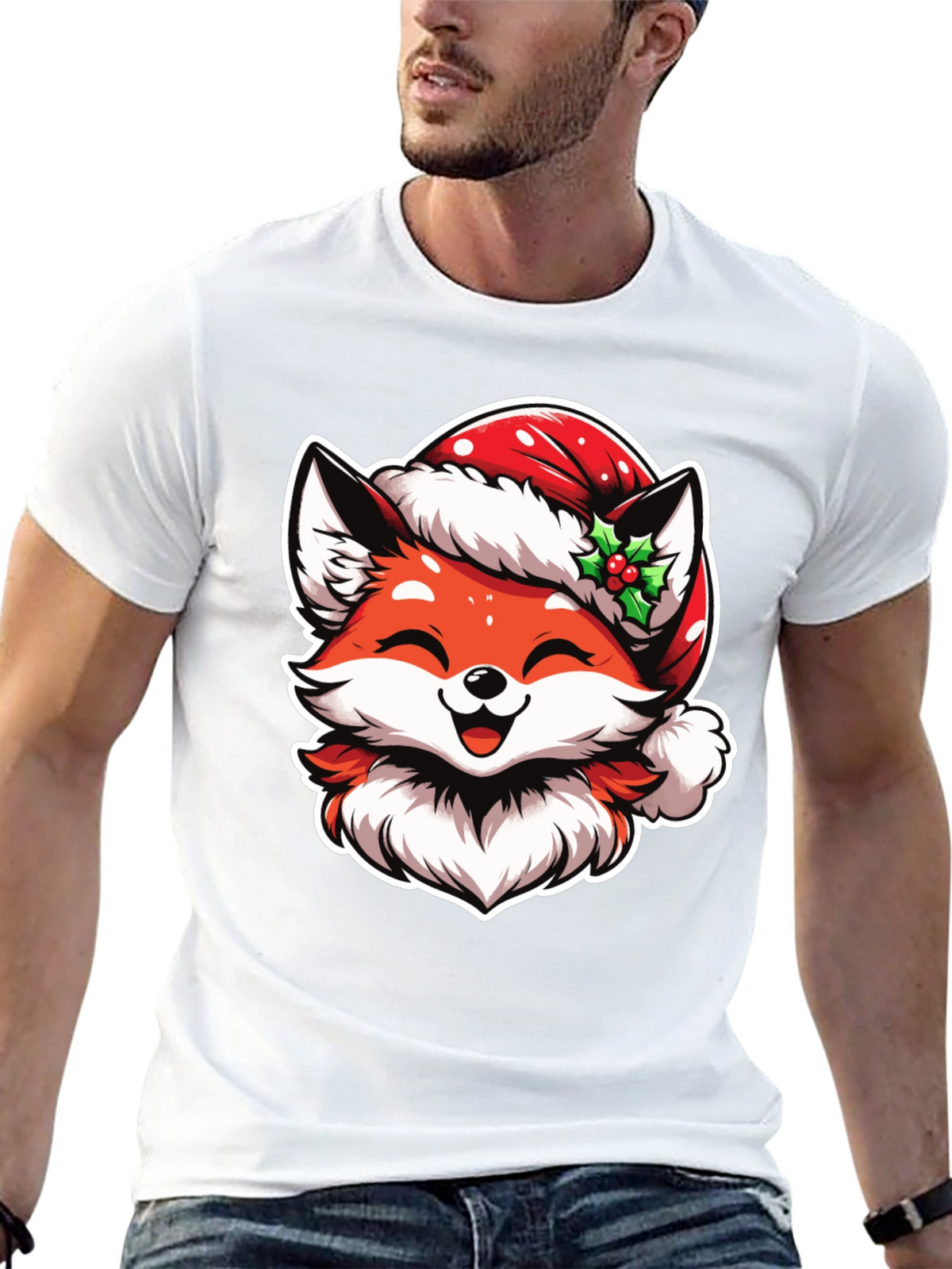 Festive Fox Tee: Christmas Holiday Graphic Shirt