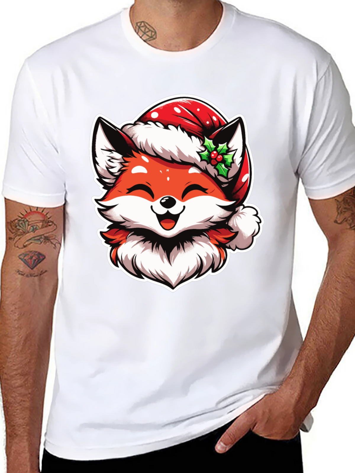Festive Fox Tee: Christmas Holiday Graphic Shirt